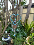 Blue Apatite Heart Sun Catcher – Natural Blue Apatite & Crystal