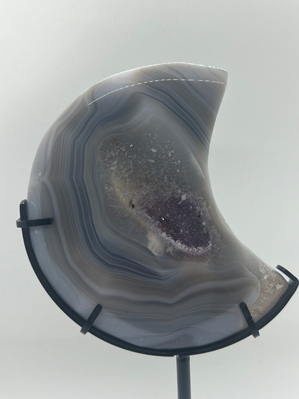 Amethyst Agate Moon on Stand – 524g