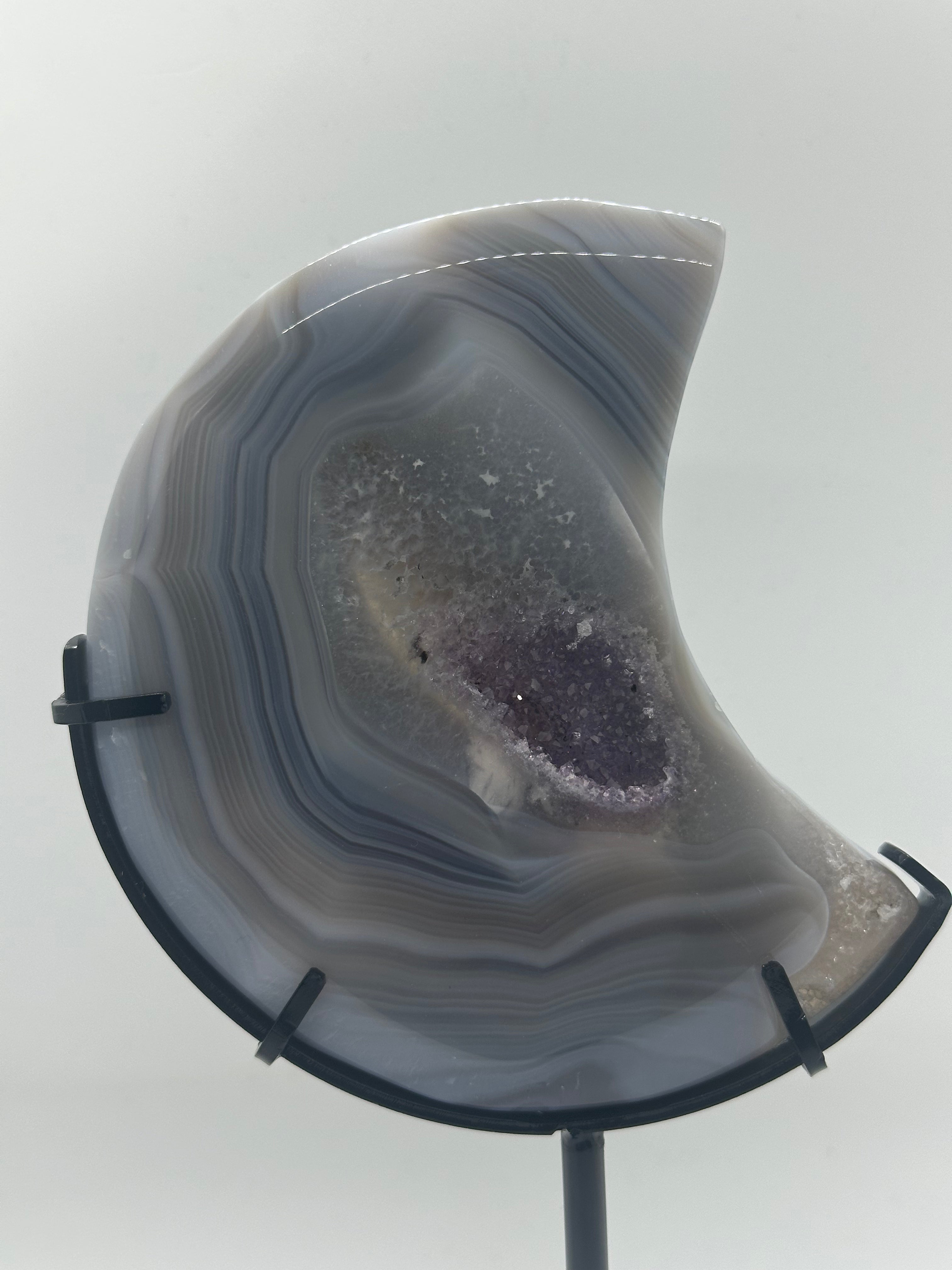 Amethyst Agate Moon on Stand – 524g
