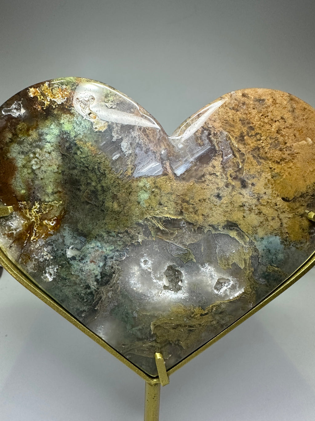 Moss Agate Heart with Druzy – 458g
