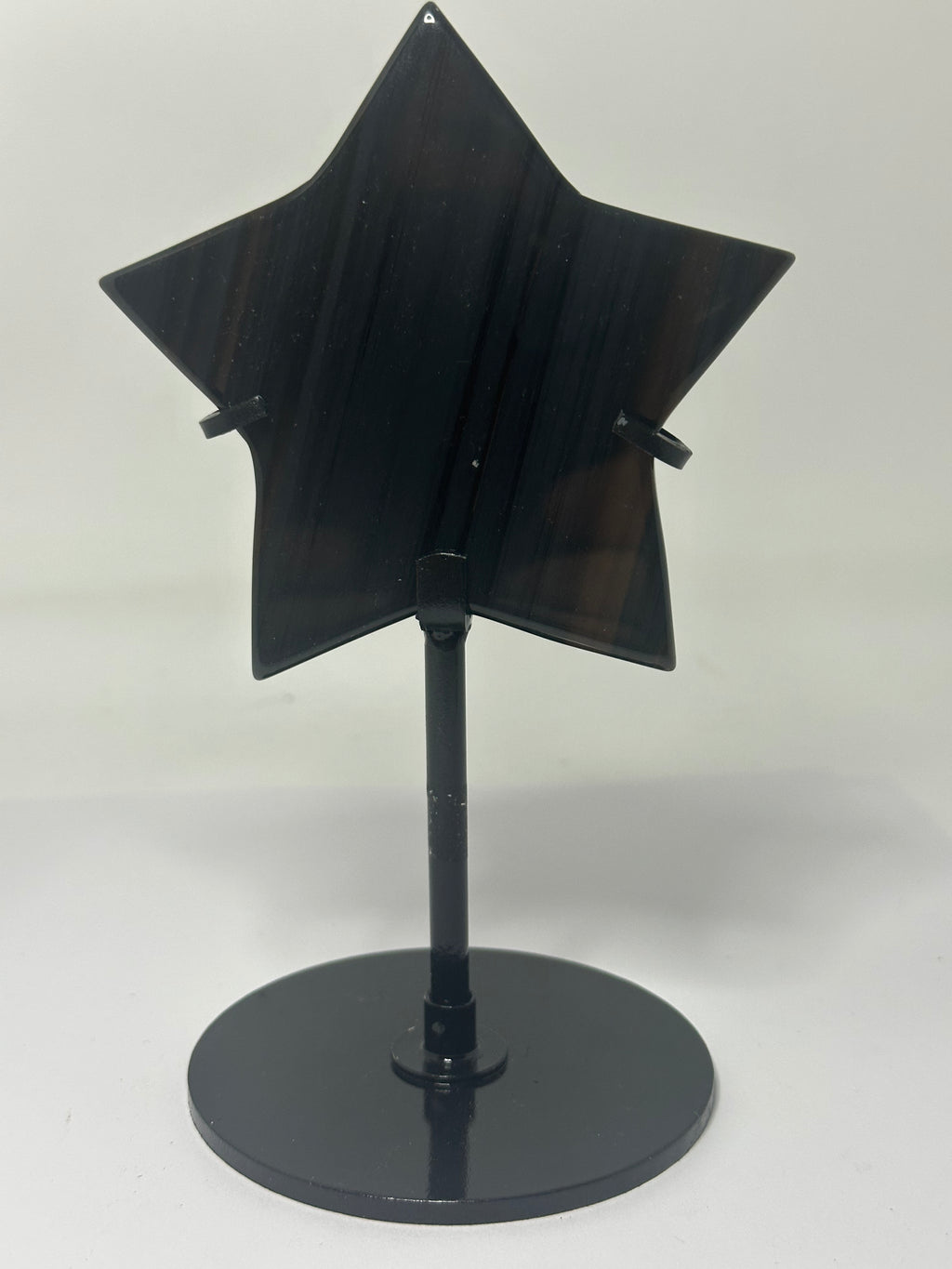 Black Lace Obsidian Star Carving on Custom Stand – 255g