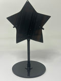 Black Lace Obsidian Star Carving on Custom Stand – 255g
