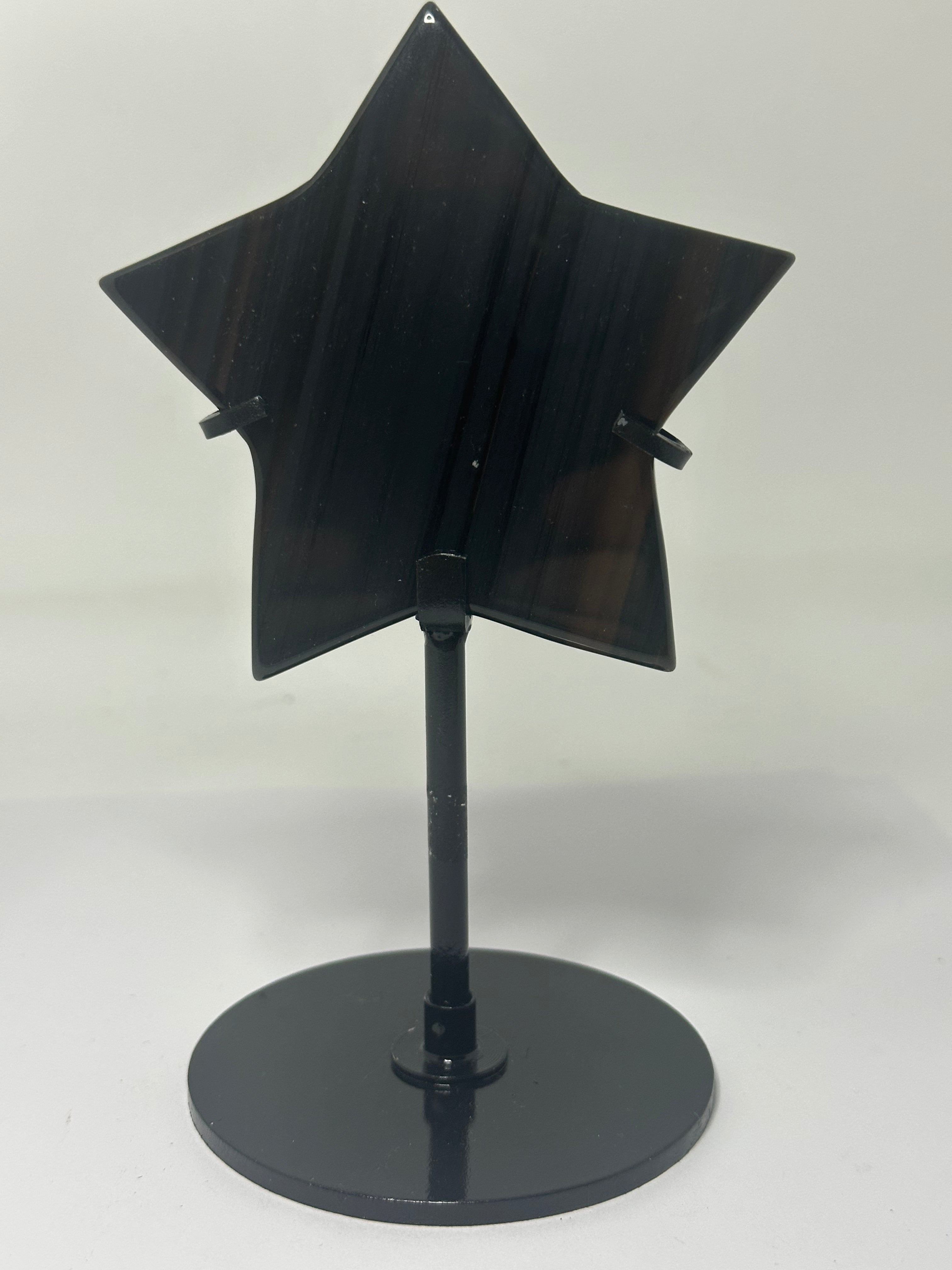 Black Lace Obsidian Star Carving on Custom Stand – 255g
