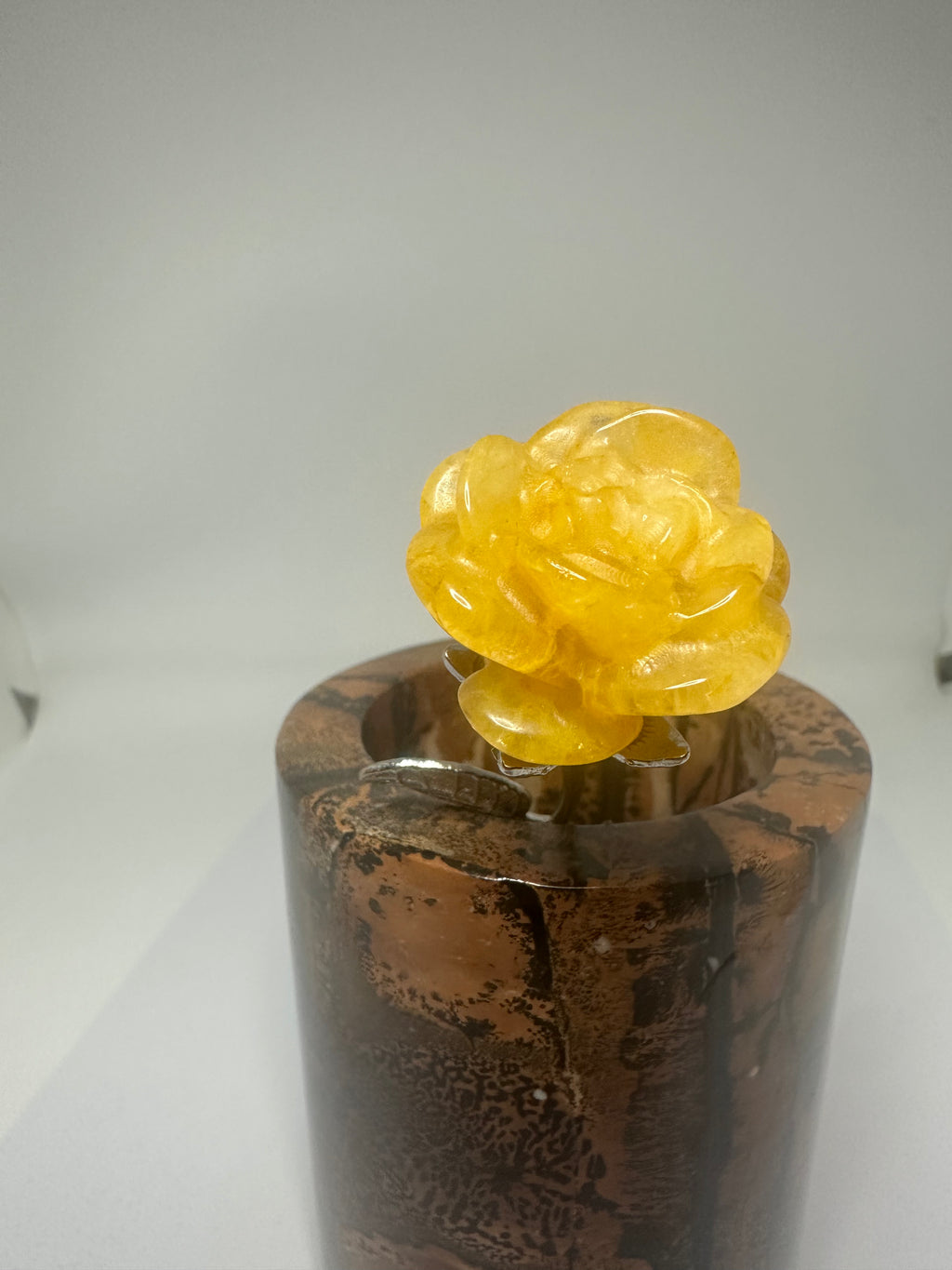 Golden Healer Rose with Silver Metal Stem
