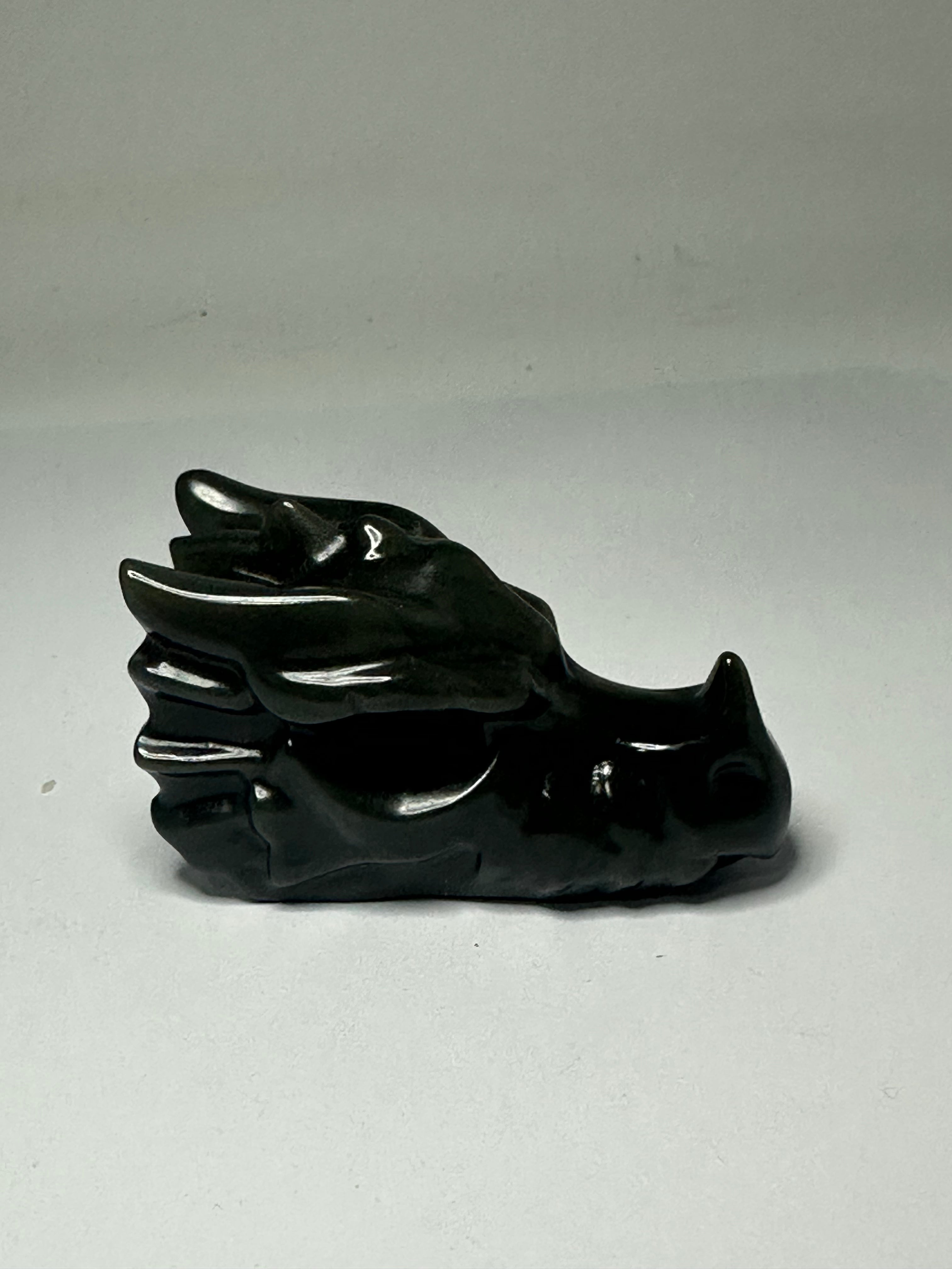 Black Jade Dragon Head Carving