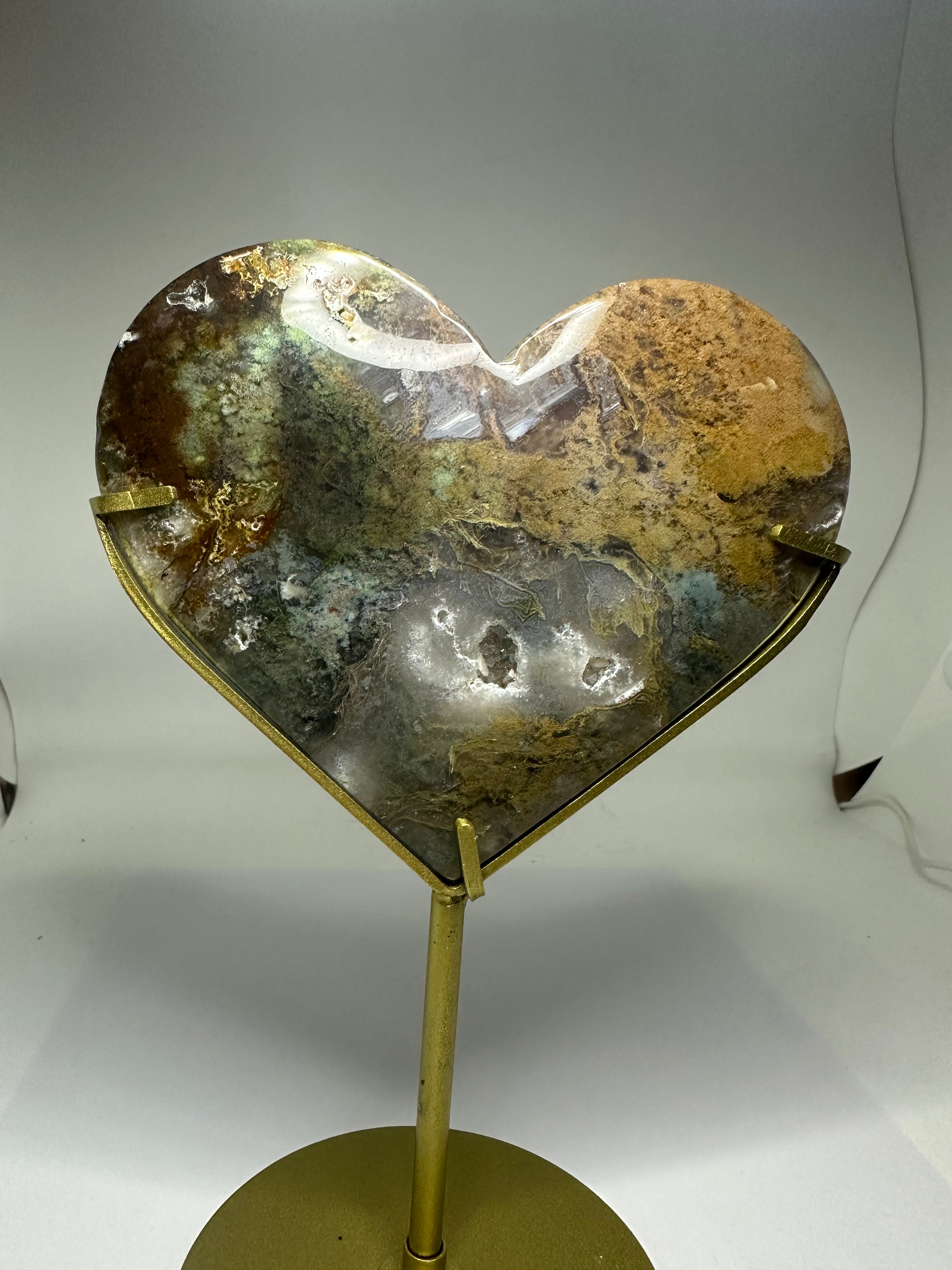 Moss Agate Heart with Druzy – 458g