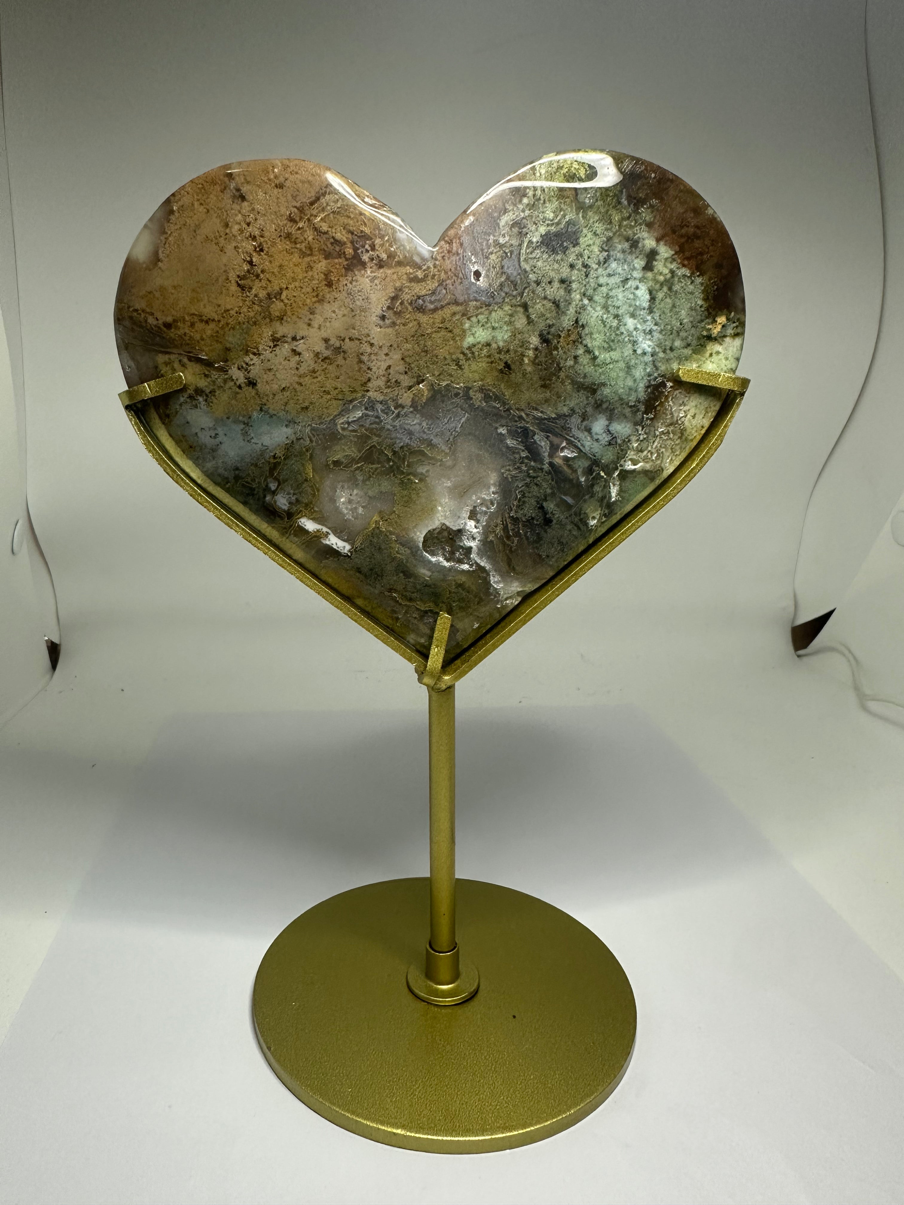 Moss Agate Heart with Druzy – 458g
