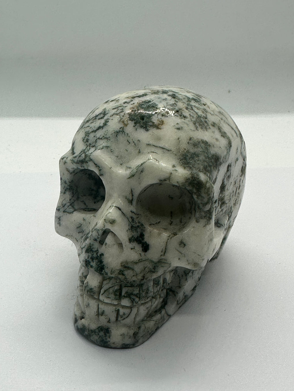 Moss Agate Skull – 80mm / 70mm