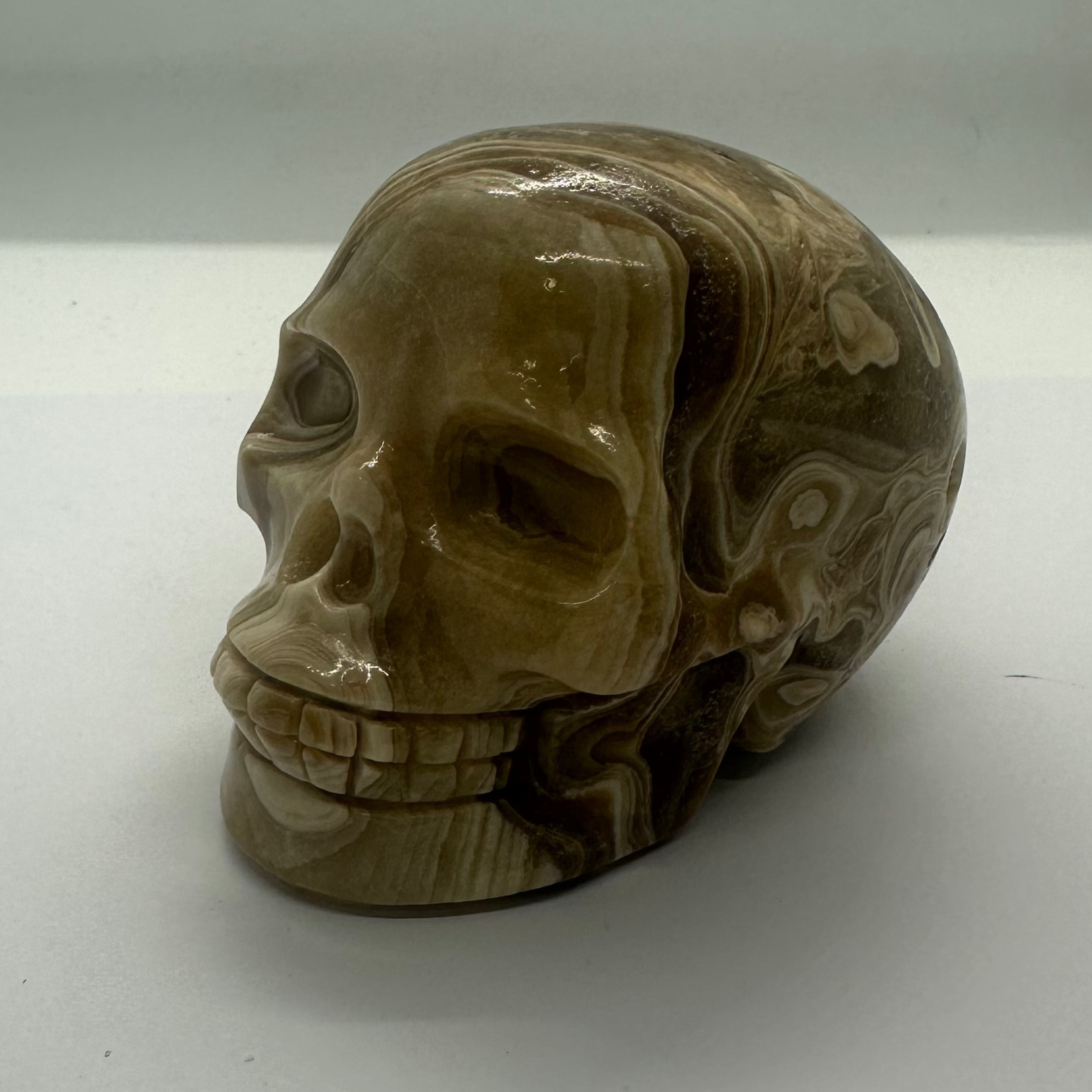 Amber Calcite Skull – 558g