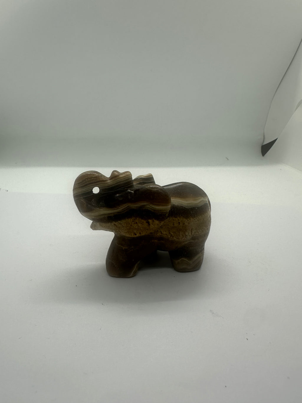 Chocolate Calcite Elephant Carving