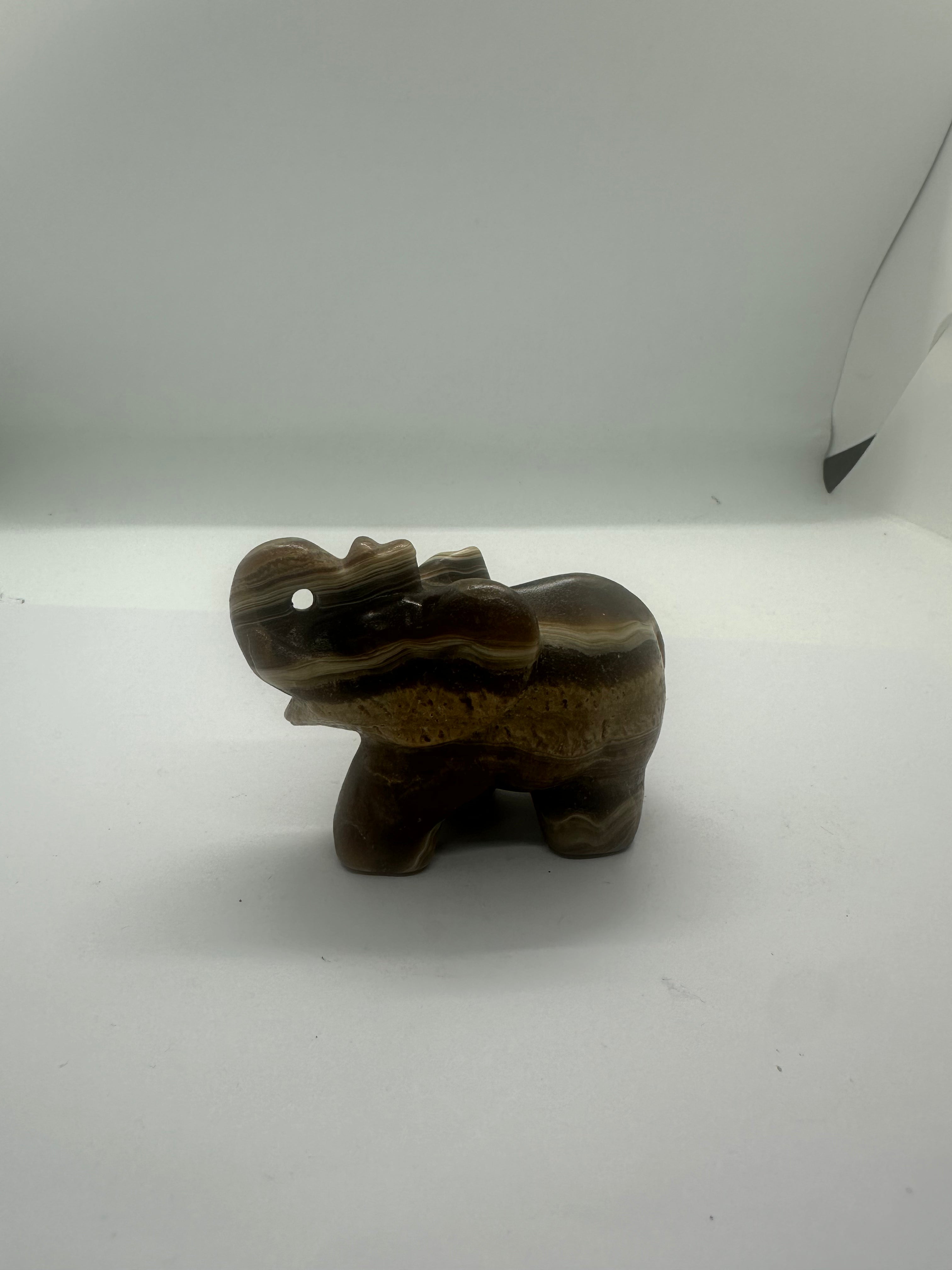 Chocolate Calcite Elephant Carving
