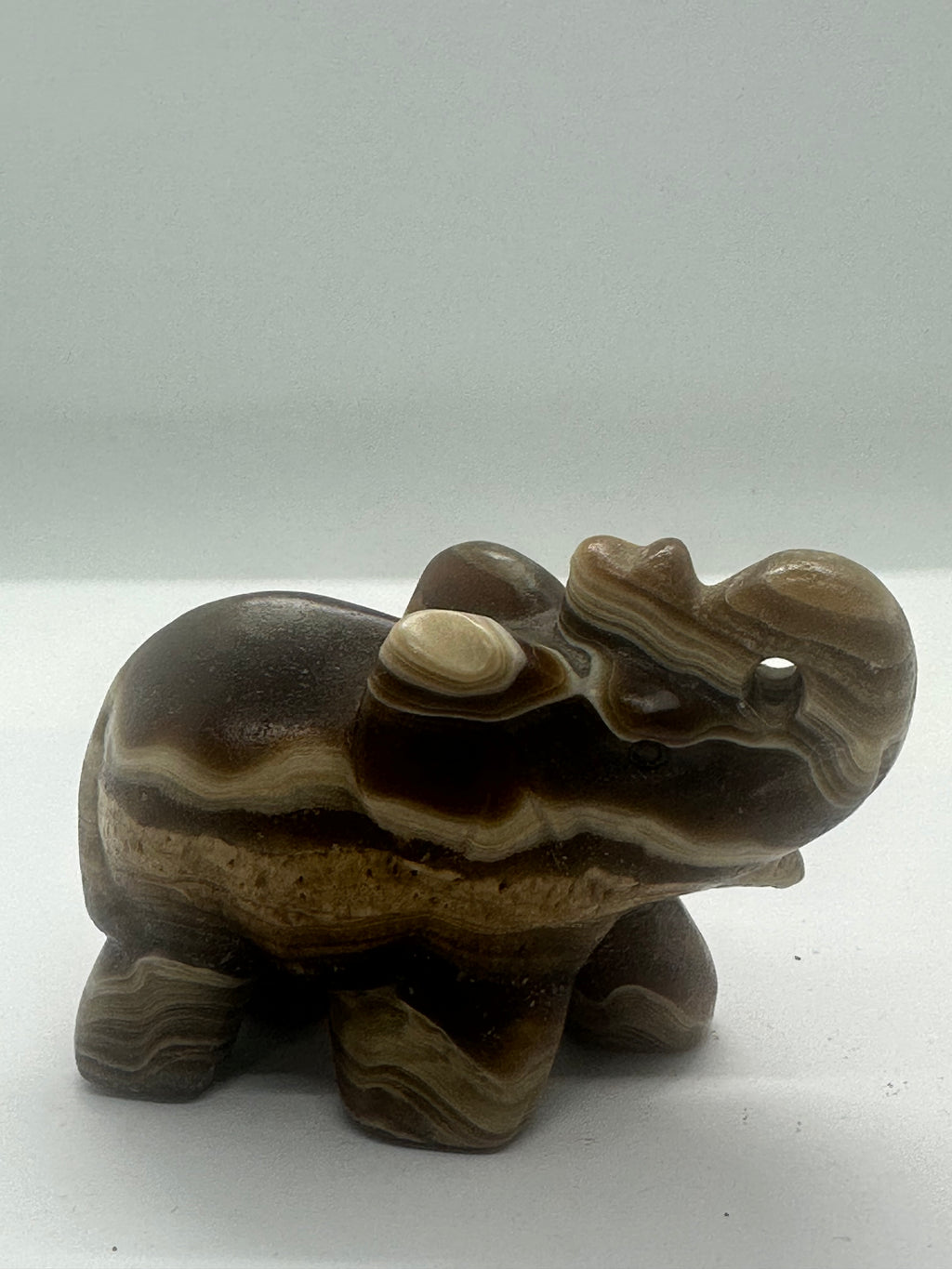 Chocolate Calcite Elephant Carving