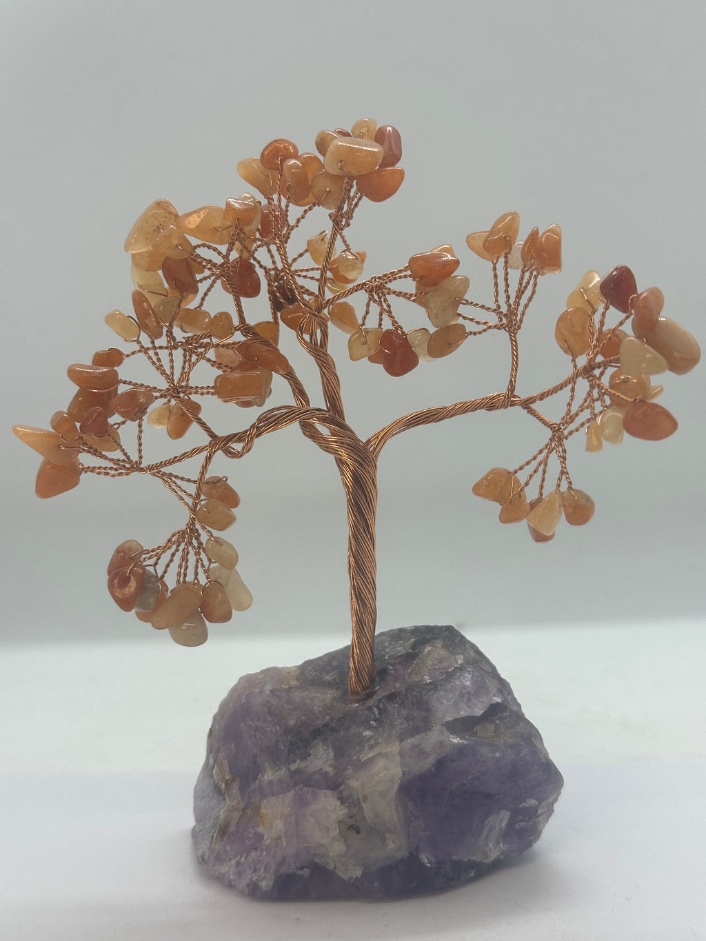 Sunstone Crystal Chip Tree on Amethyst Base – 204g