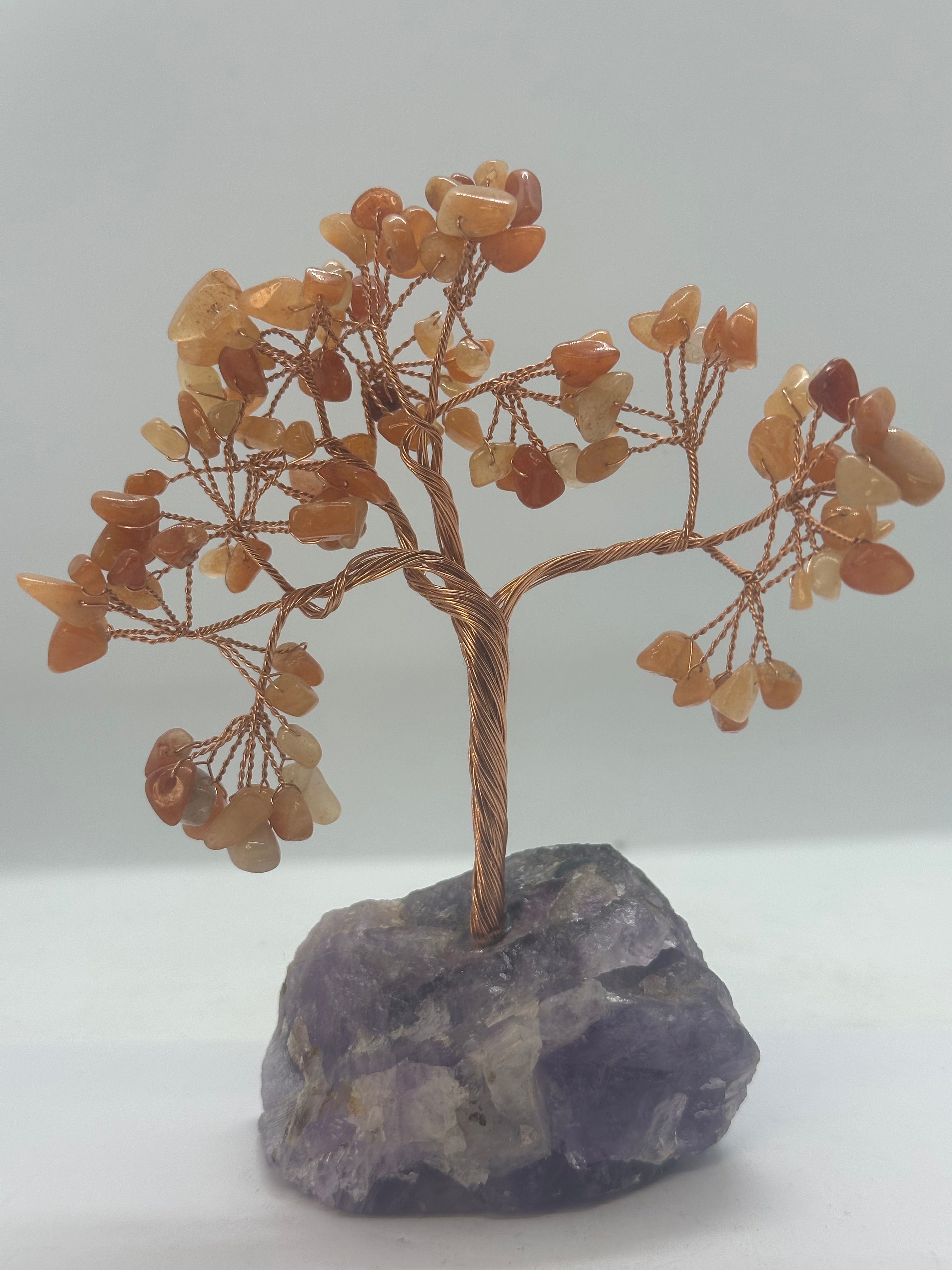 Sunstone Crystal Chip Tree on Amethyst Base – 204g