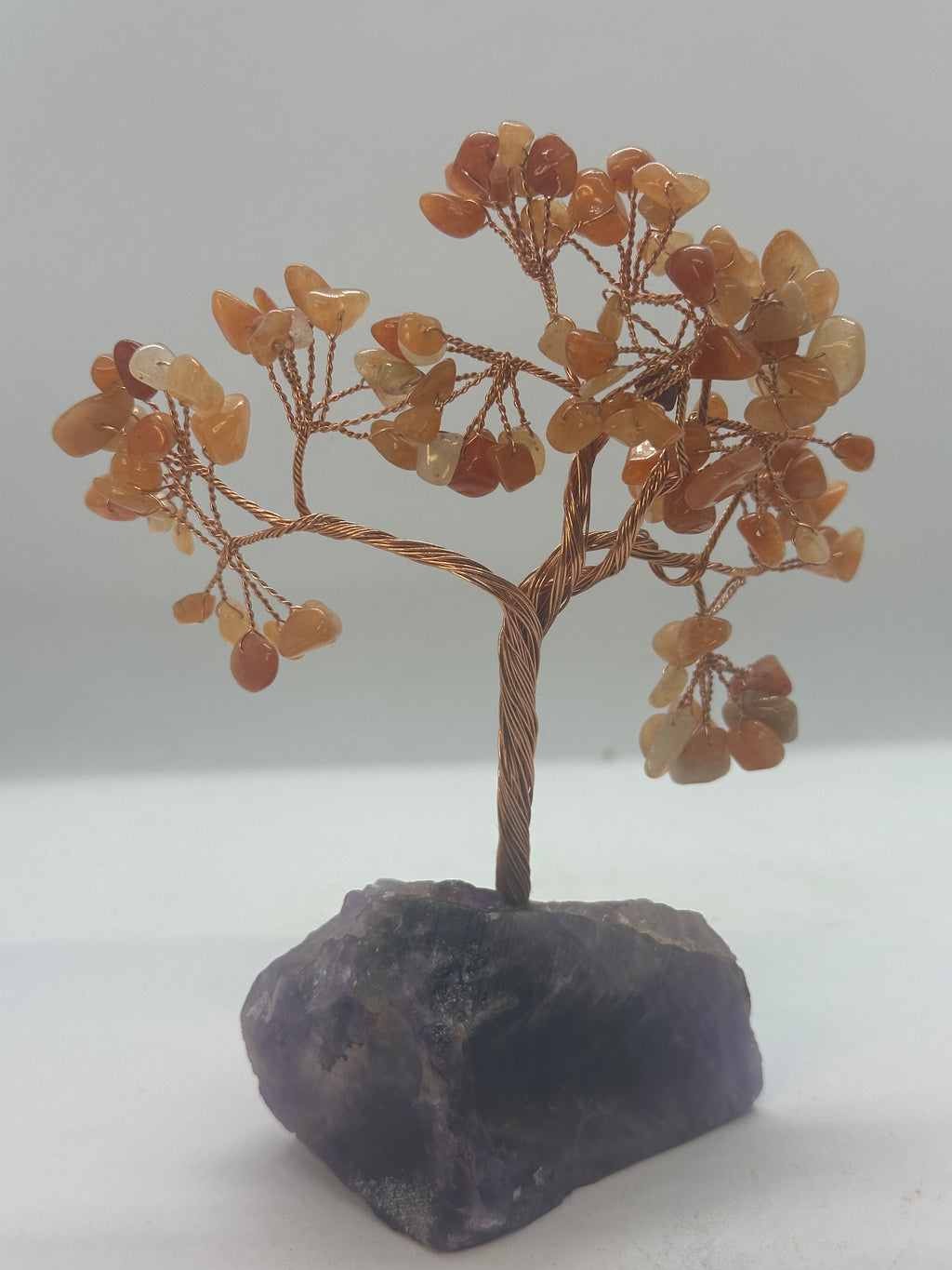 Sunstone Crystal Chip Tree on Amethyst Base – 204g