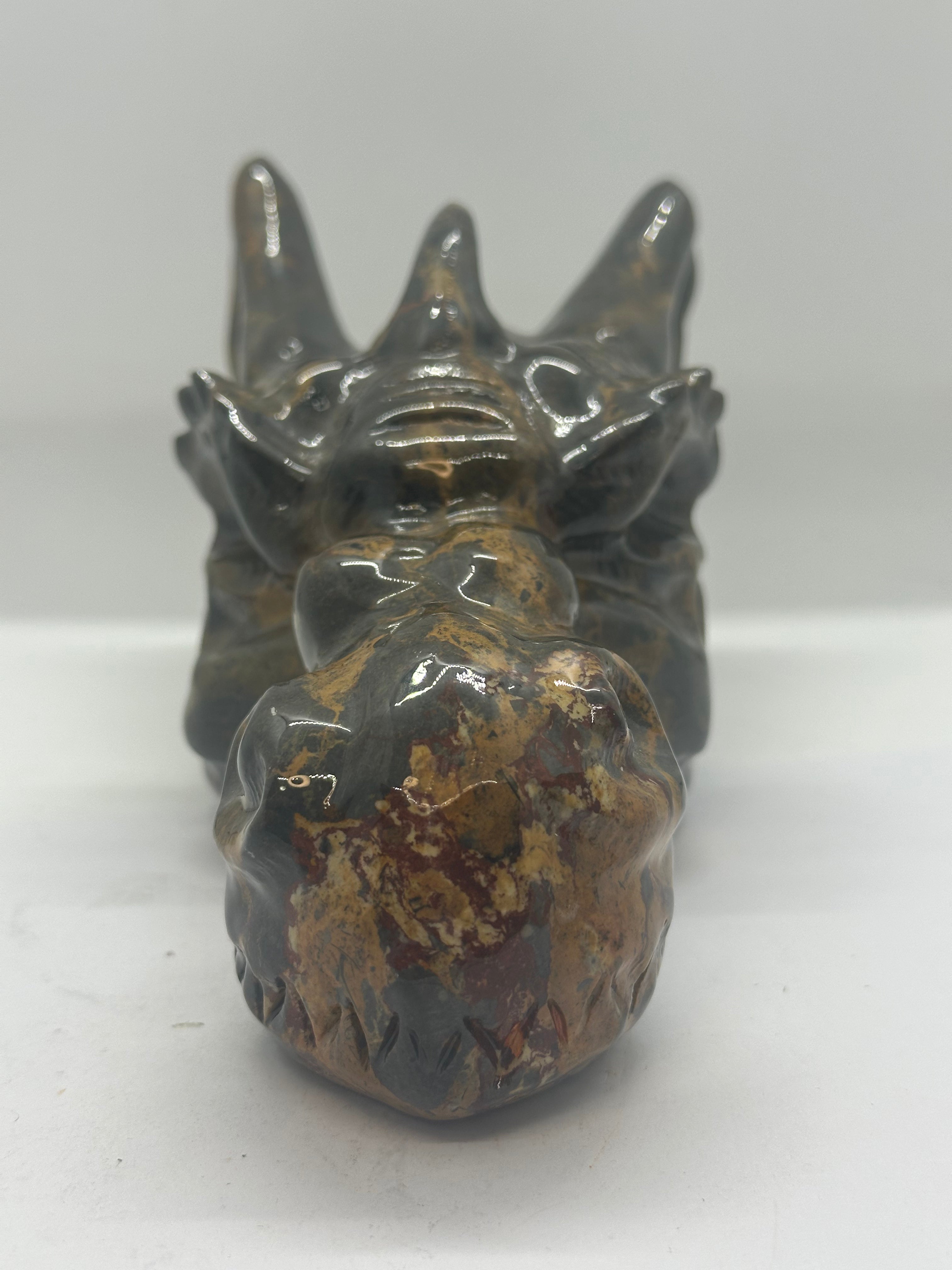 Jade brown and Orange Dragon Head Carving – 1.4kg