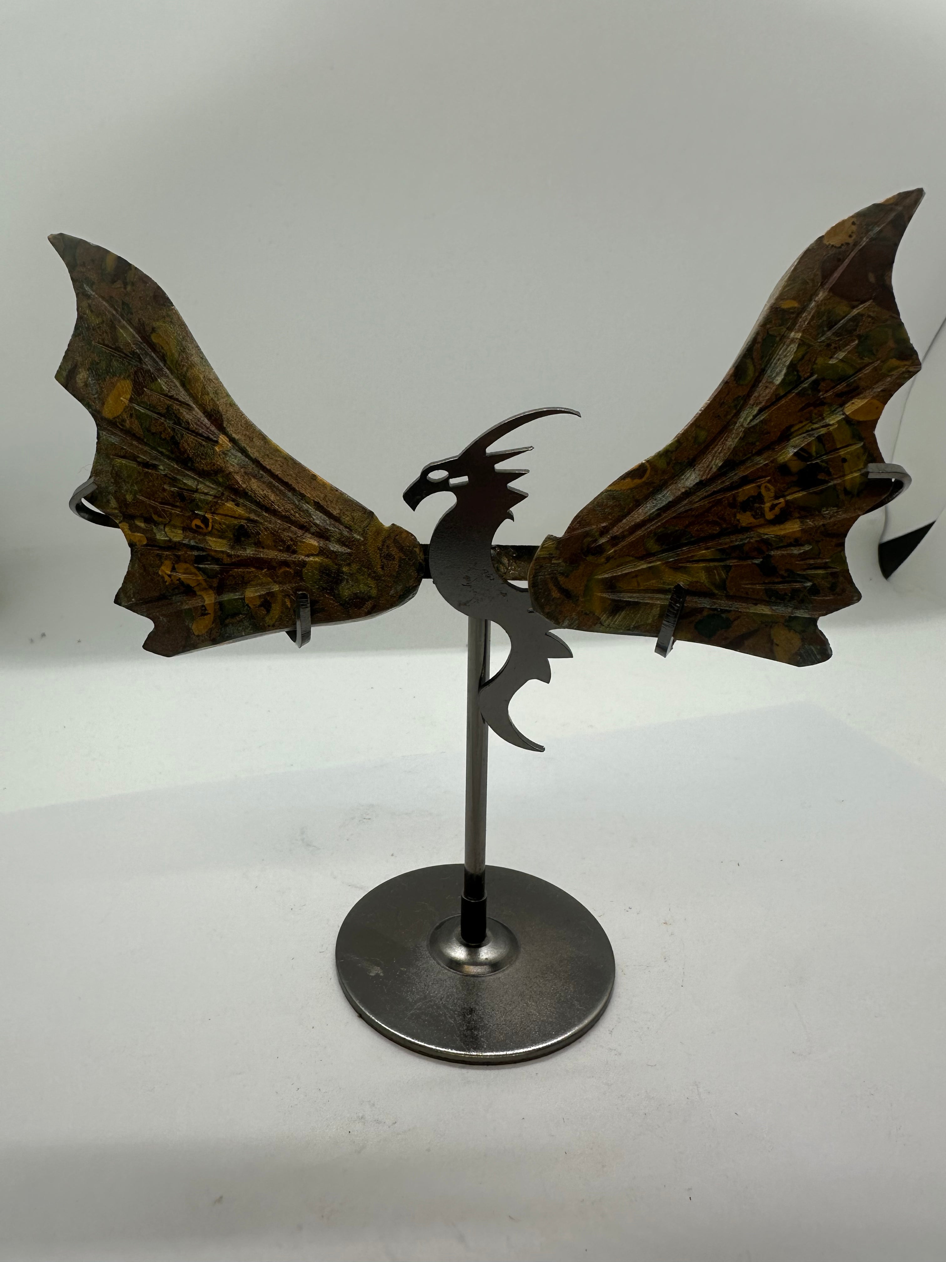 Fruit Jasper Dragon Wing Set on Stand – 135g