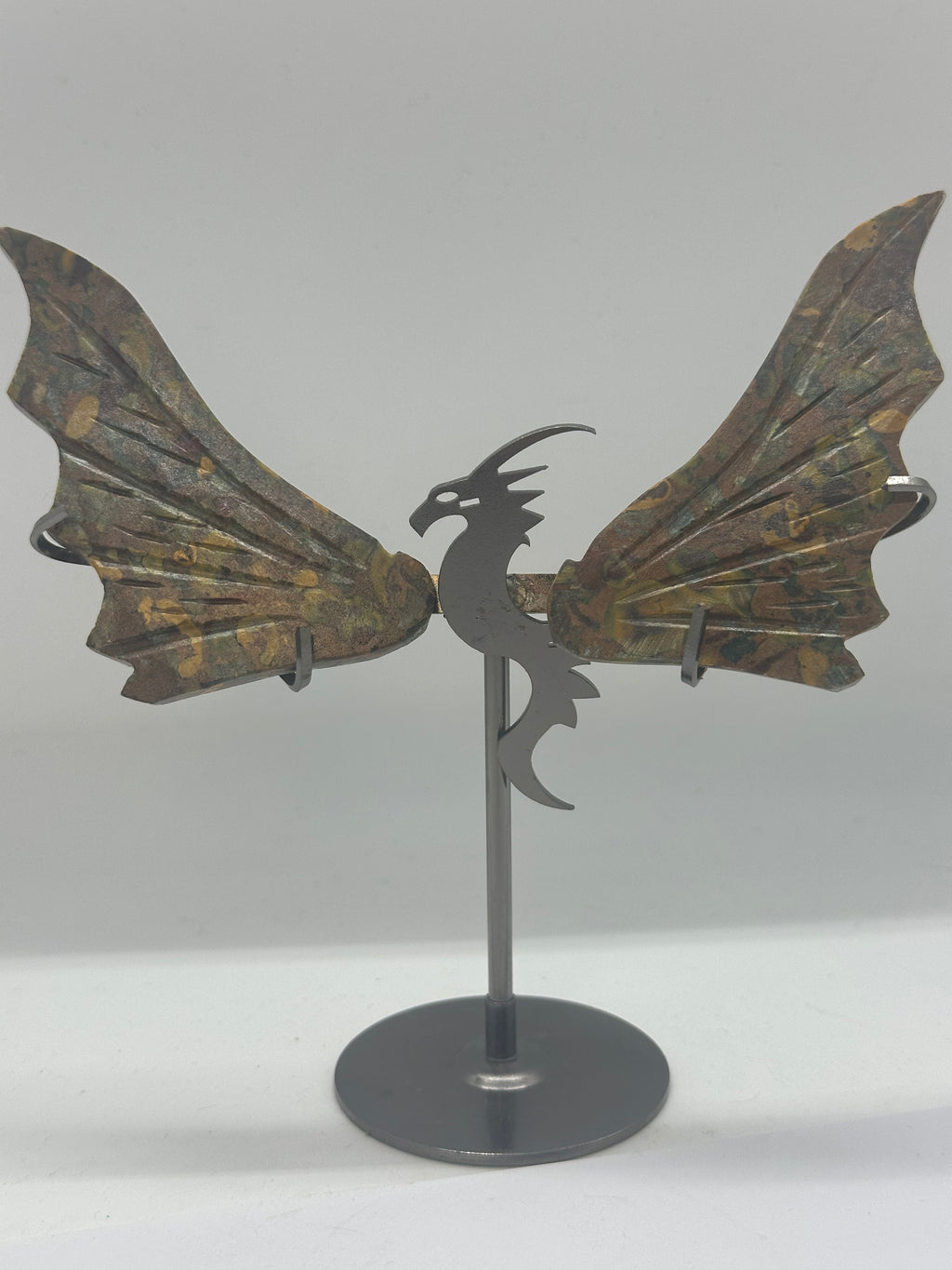 Fruit Jasper Dragon Wing Set on Stand – 135g