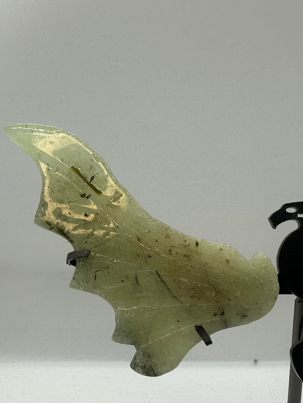 Prehnite Dragon Wing Set on Stand – 150g