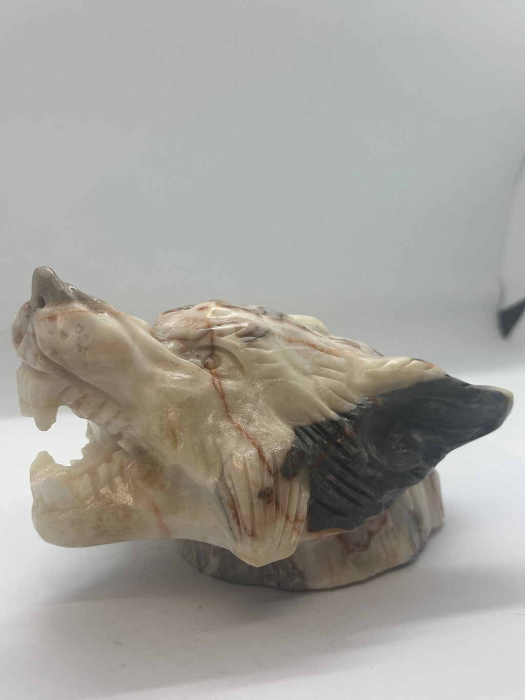 Calcite Wolf Head Carving – 1.42kg