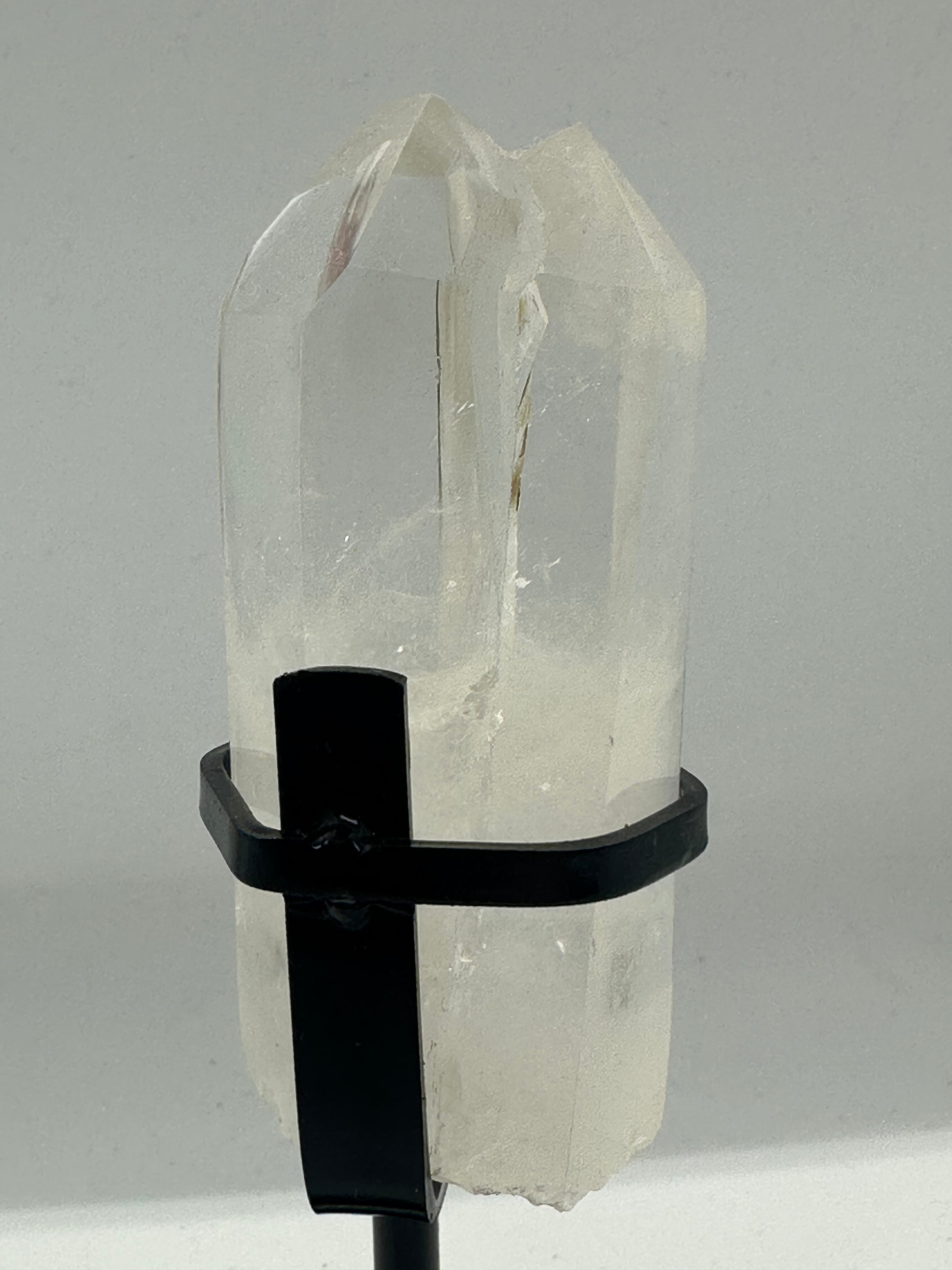Clear Quartz Double Tower on Custom Stand