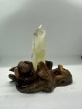 Citrine Double Point Tower in Custom Stand