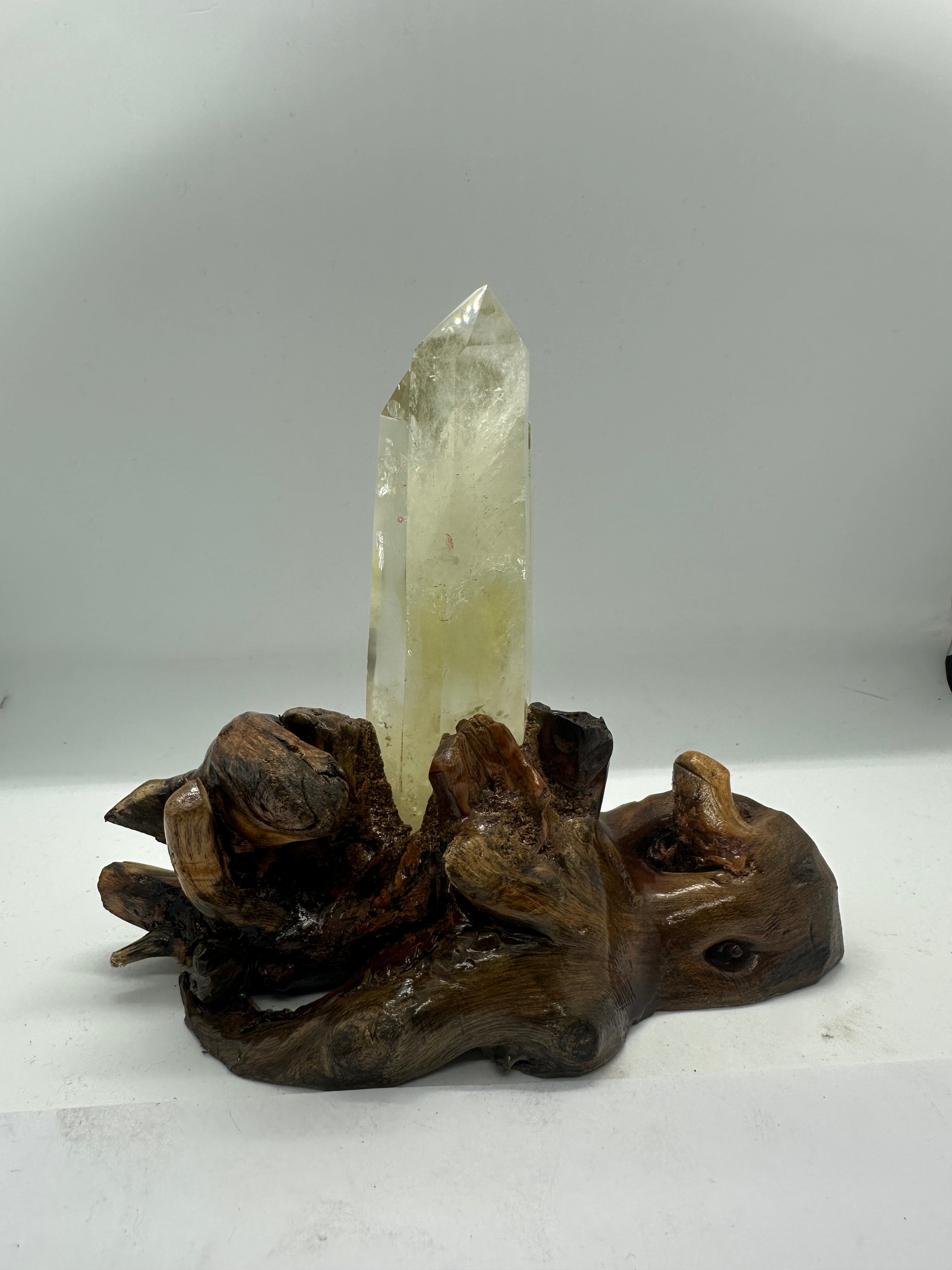 Citrine Double Point Tower in Custom Stand