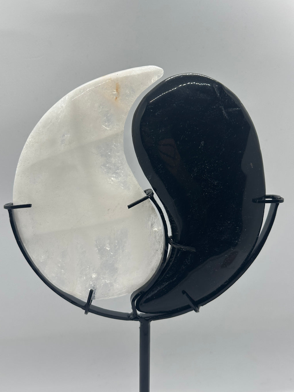 Yin Yang Clear Quartz & Black Obsidian Carving