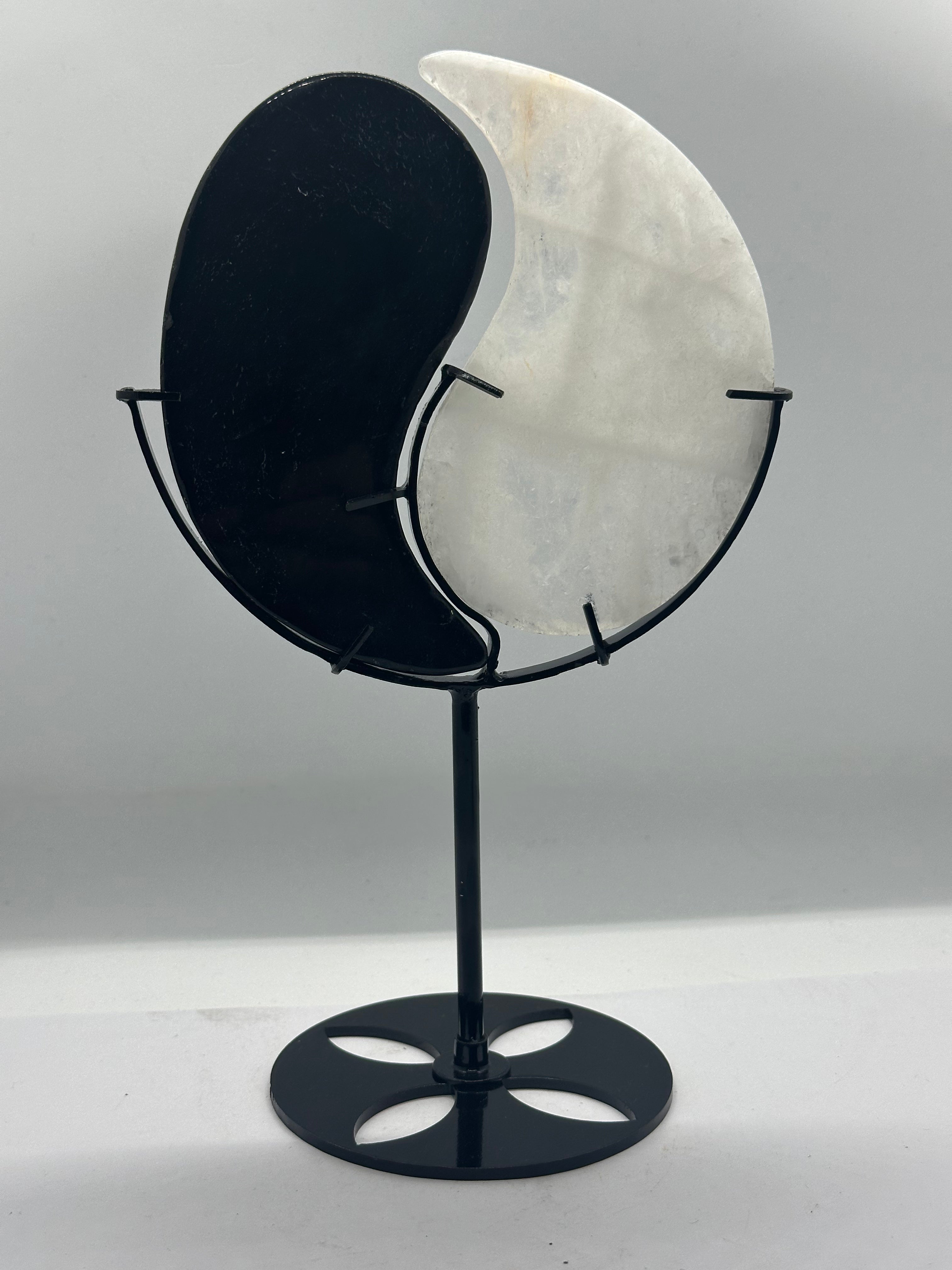 Yin Yang Clear Quartz & Black Obsidian Carving