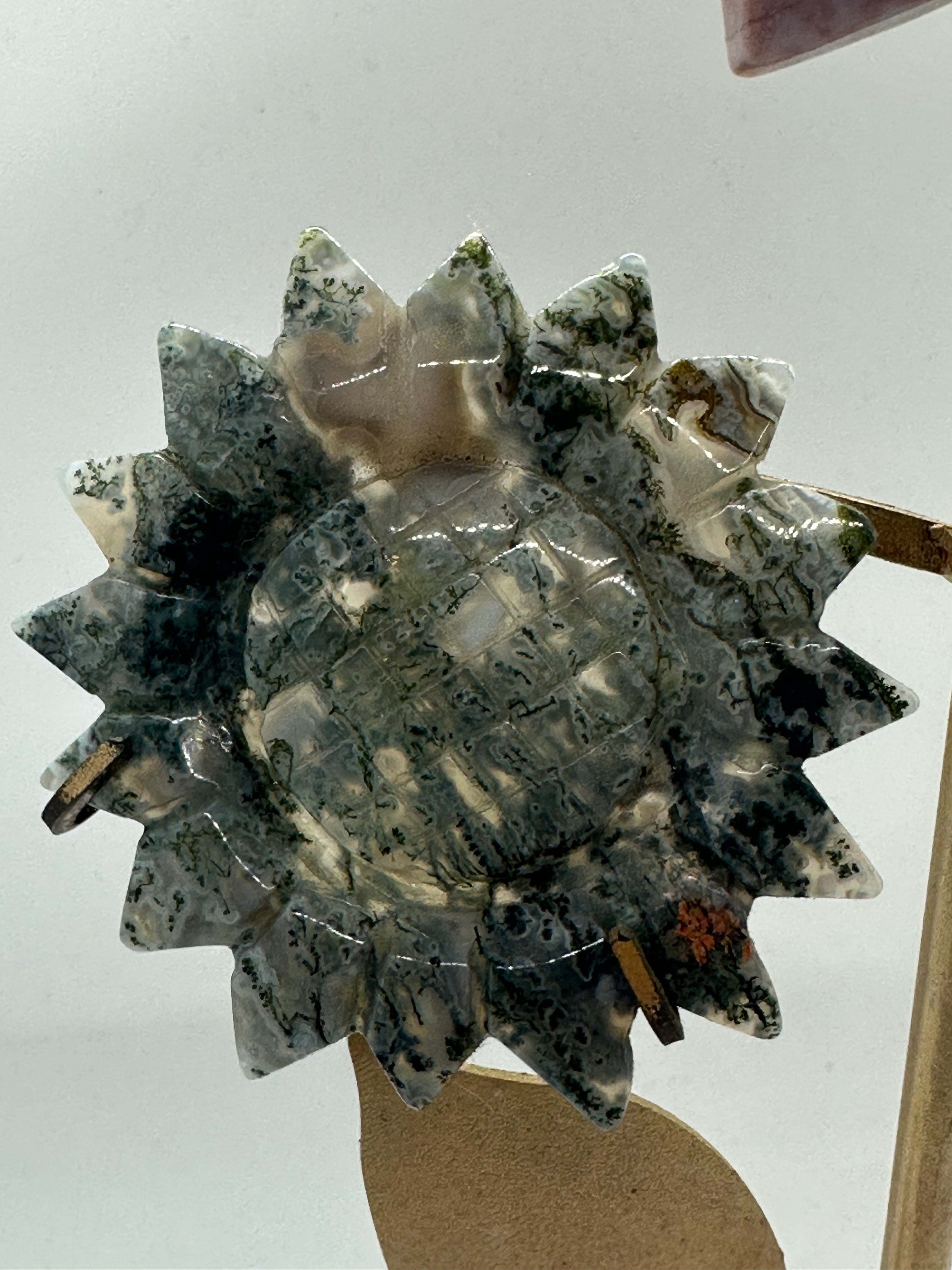 Ocean Jasper & Moss Agate Flowers on Custom Stand