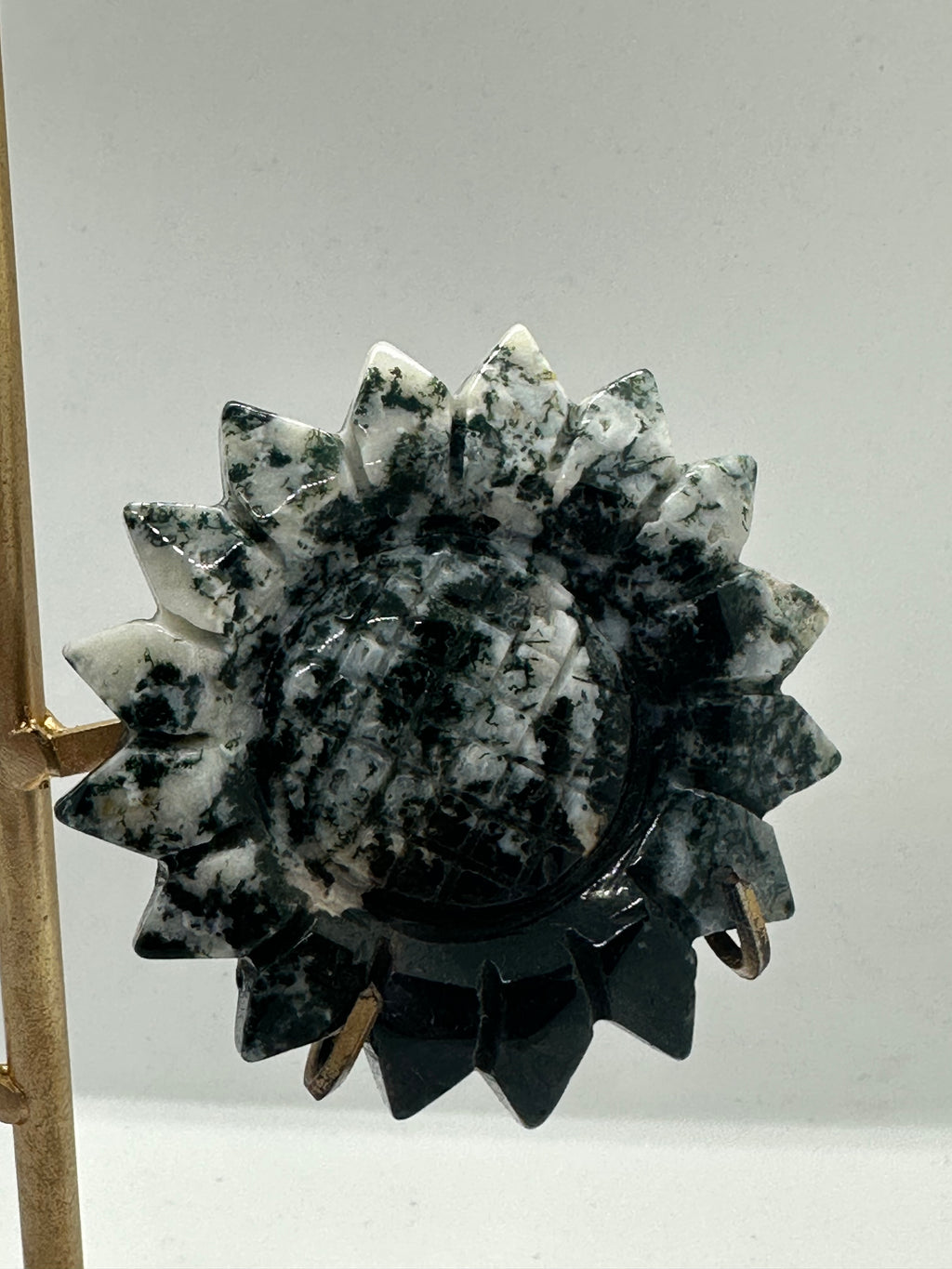 Ocean Jasper & Moss Agate Flowers on Custom Stand