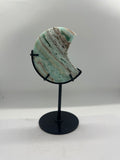 Hemimorphite Moon on Custom Stand