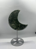 Green Mica Moon on Custom Stand