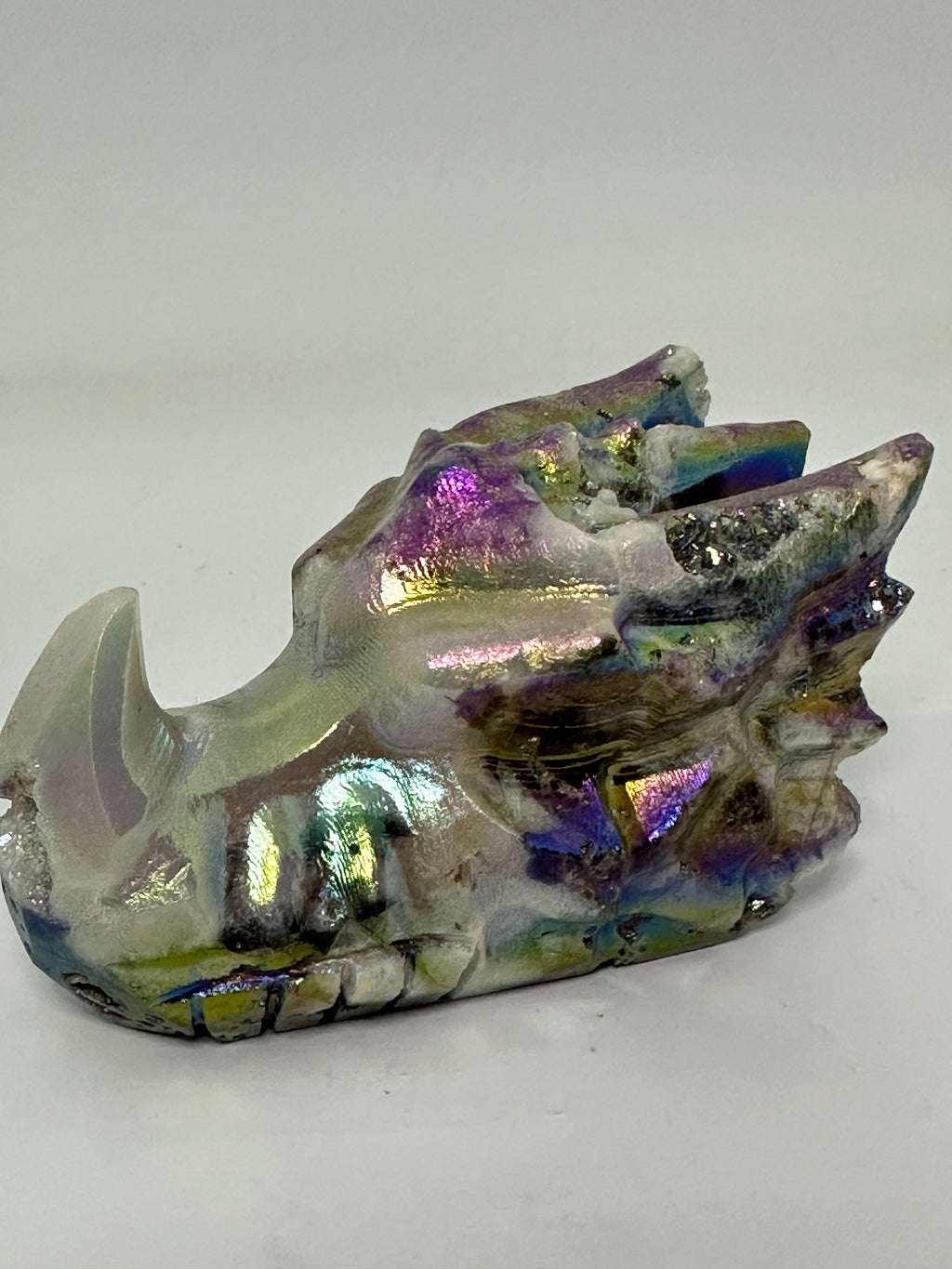 Aura Sphalerite Dragon Head with Druzy
