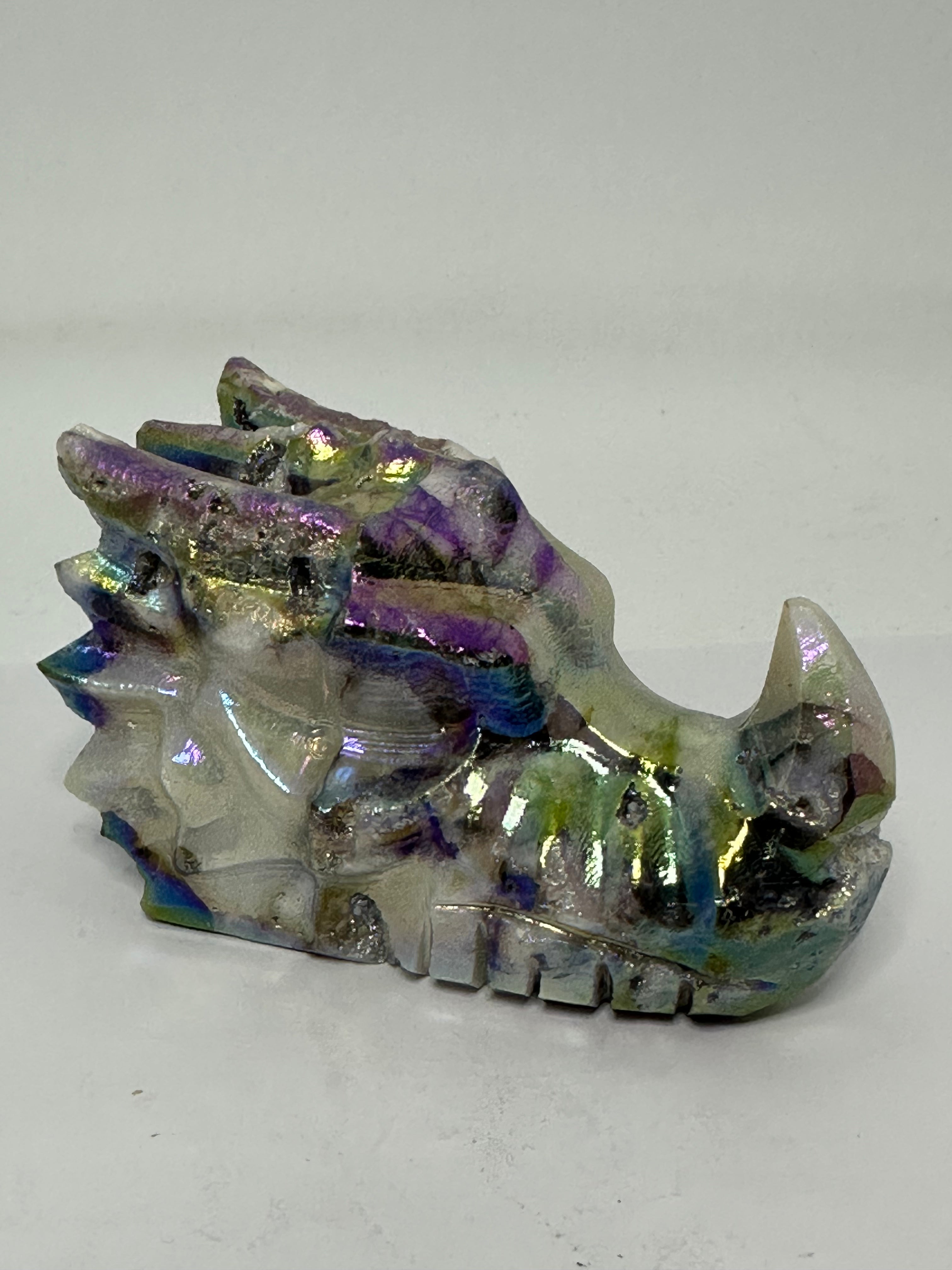 Aura Sphalerite Dragon Head with Druzy