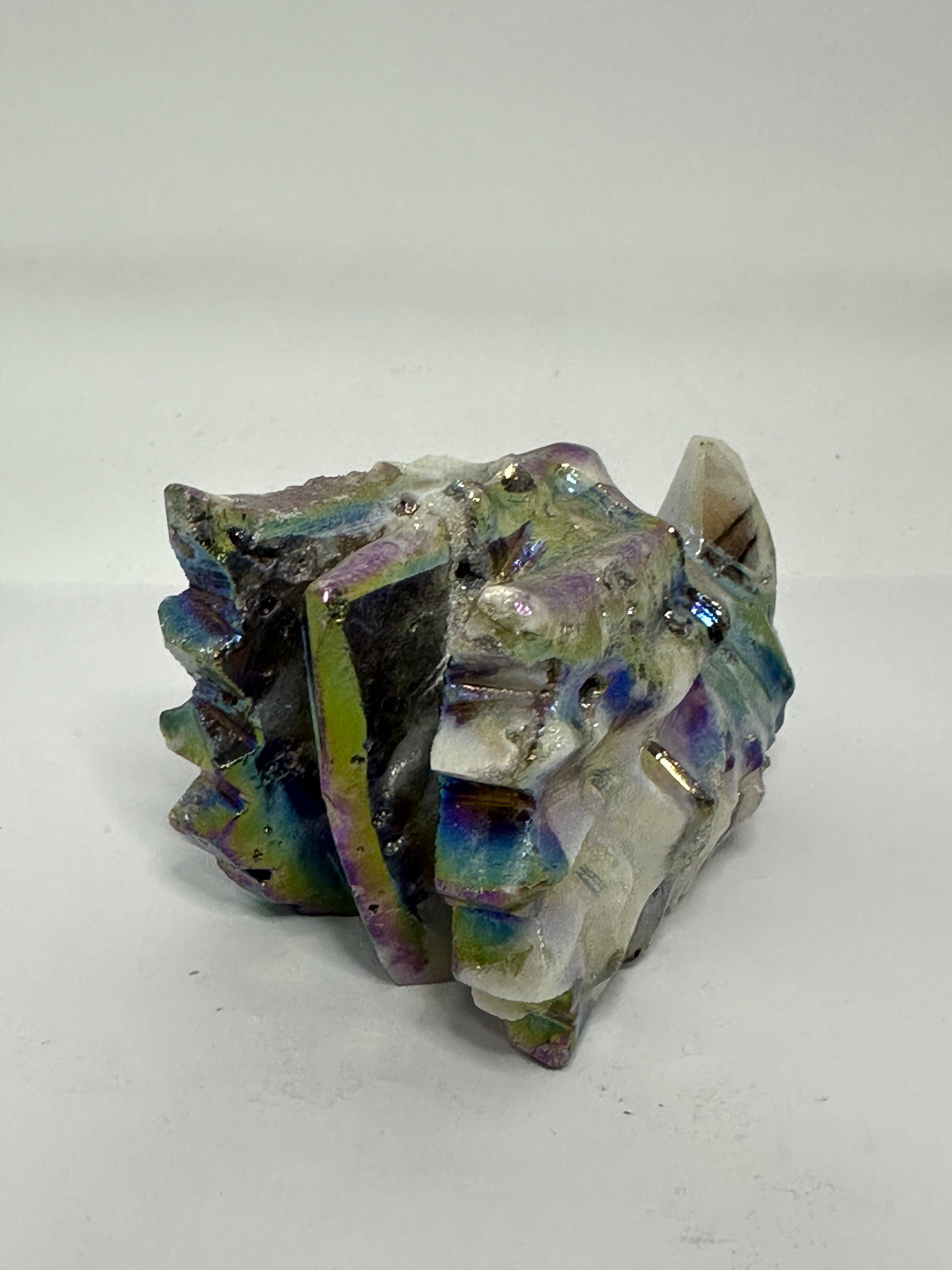 Aura Sphalerite Dragon Head with Druzy