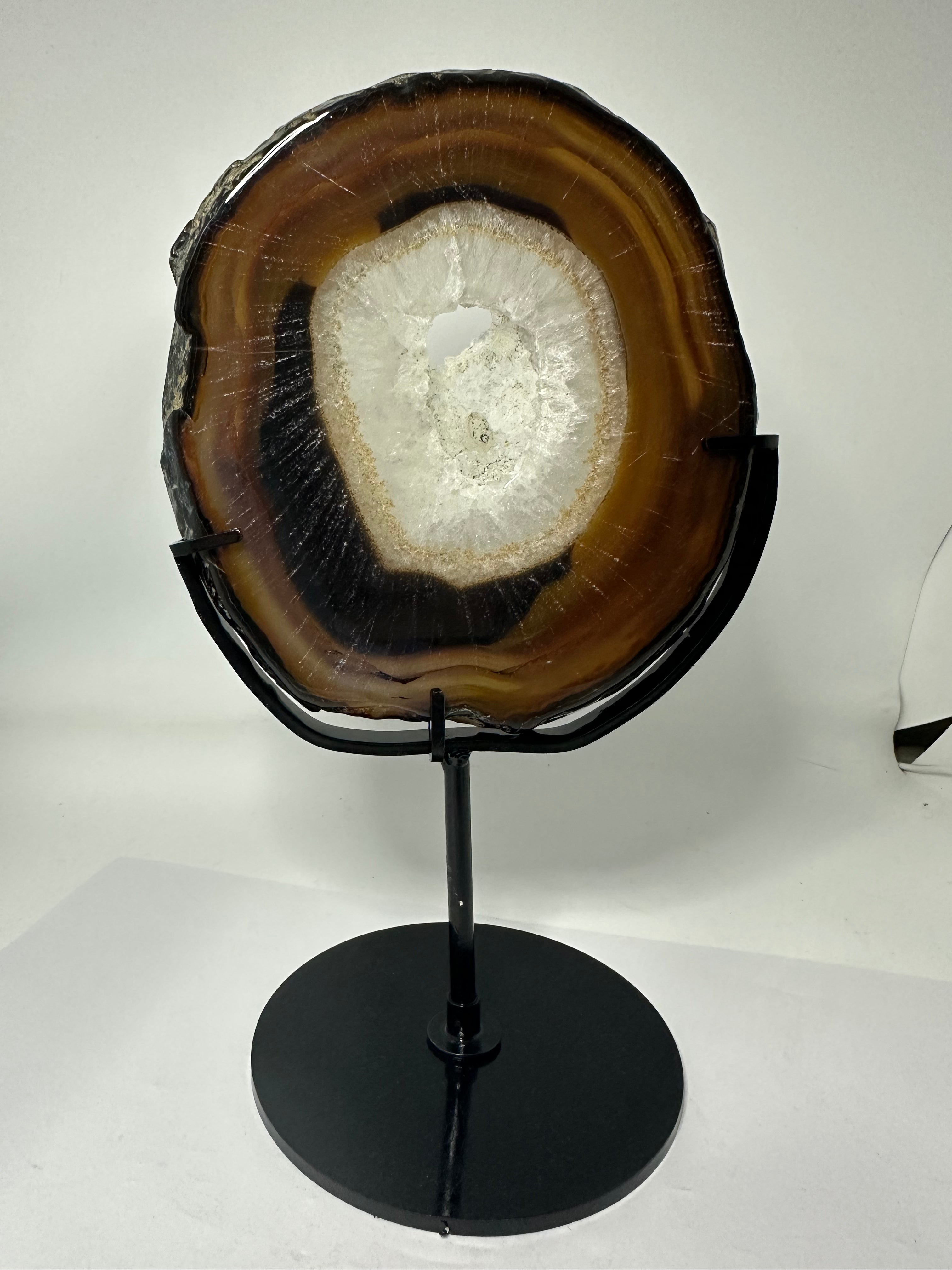 Agate druzy slab in custom stand
