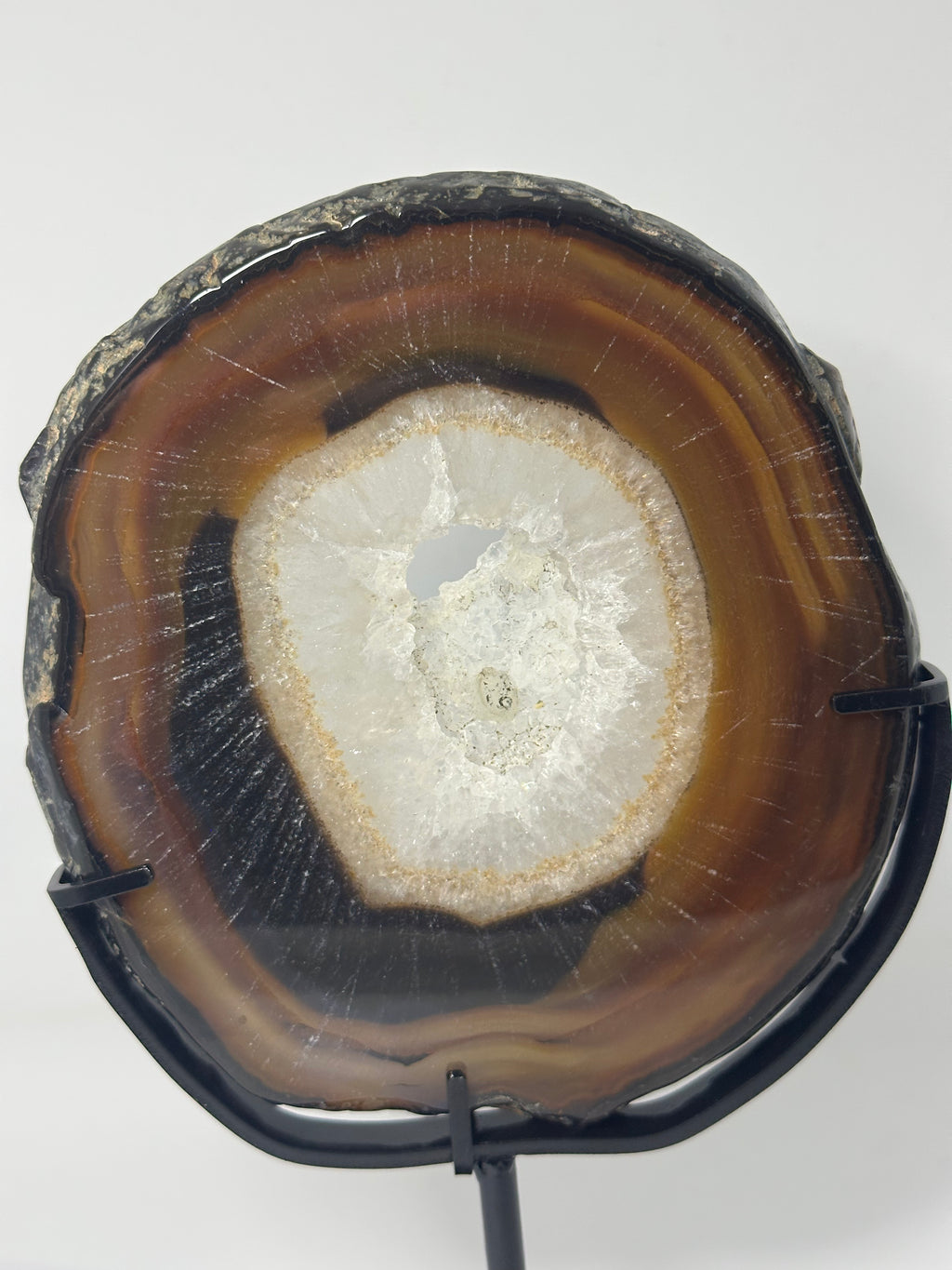 Agate druzy slab in custom stand