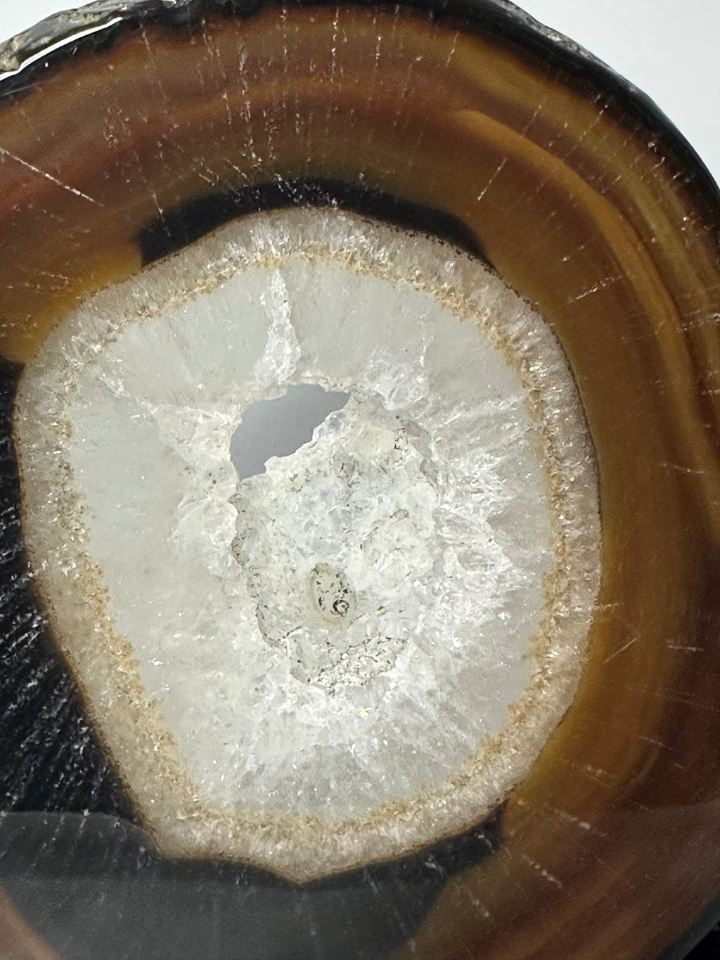 Agate druzy slab in custom stand