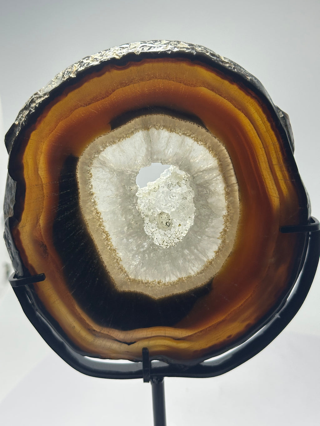 Agate druzy slab in custom stand