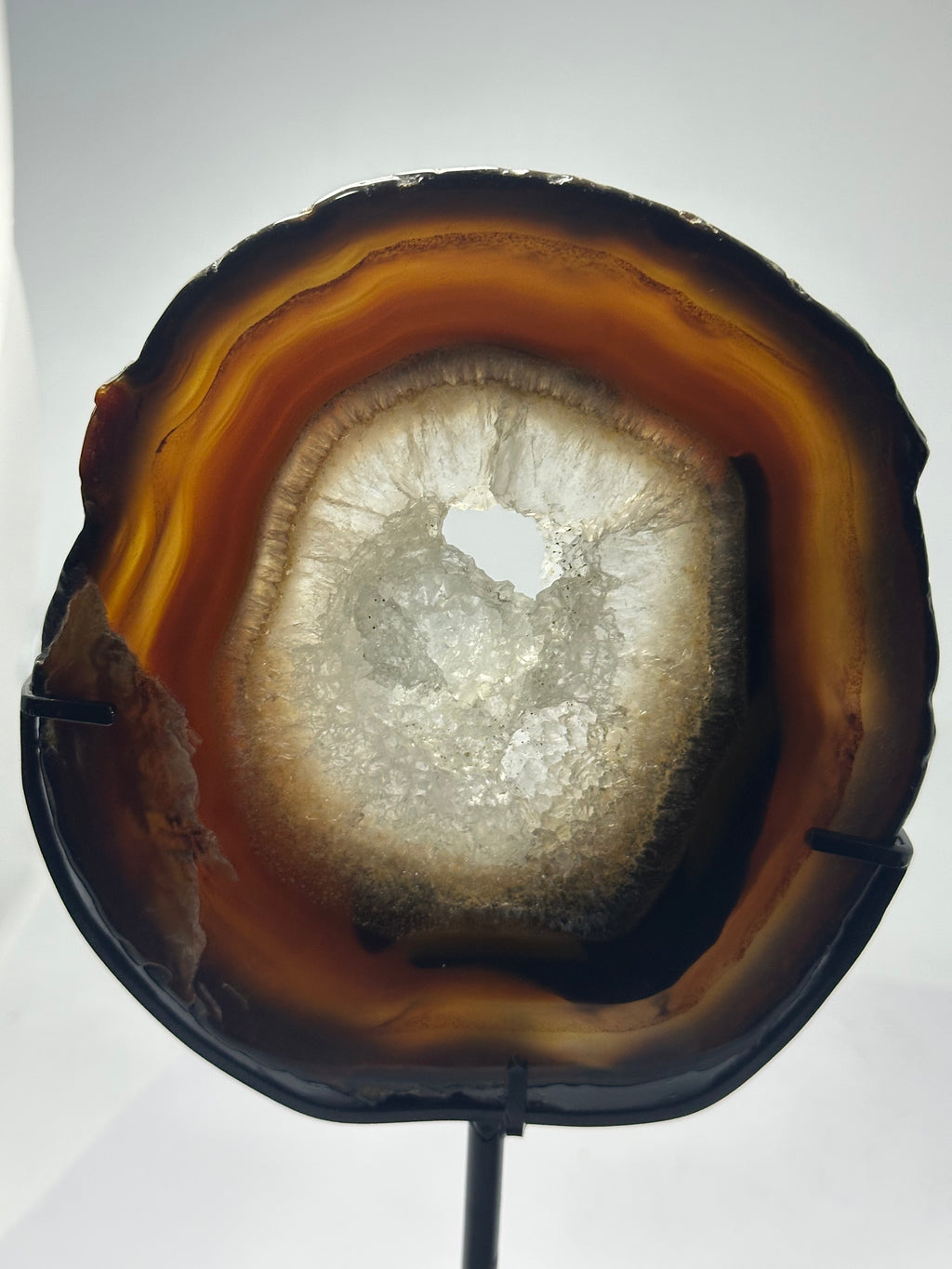 Agate druzy slab in custom stand