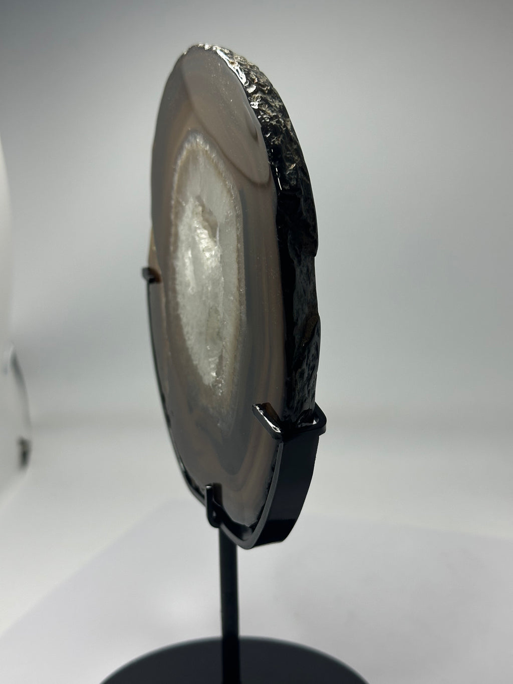 Agate druzy slab in custom stand