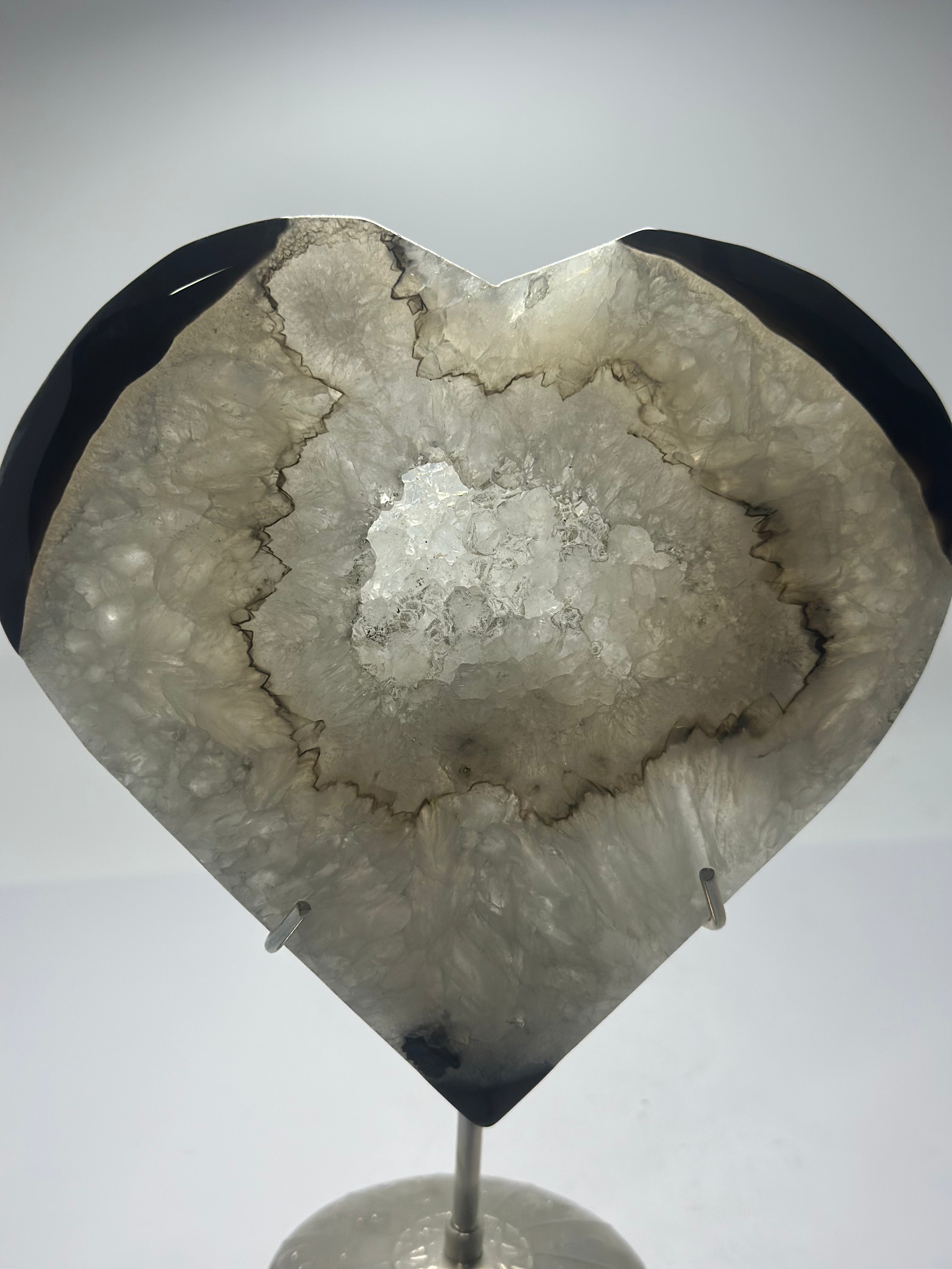 Black Agate Heart on Stand