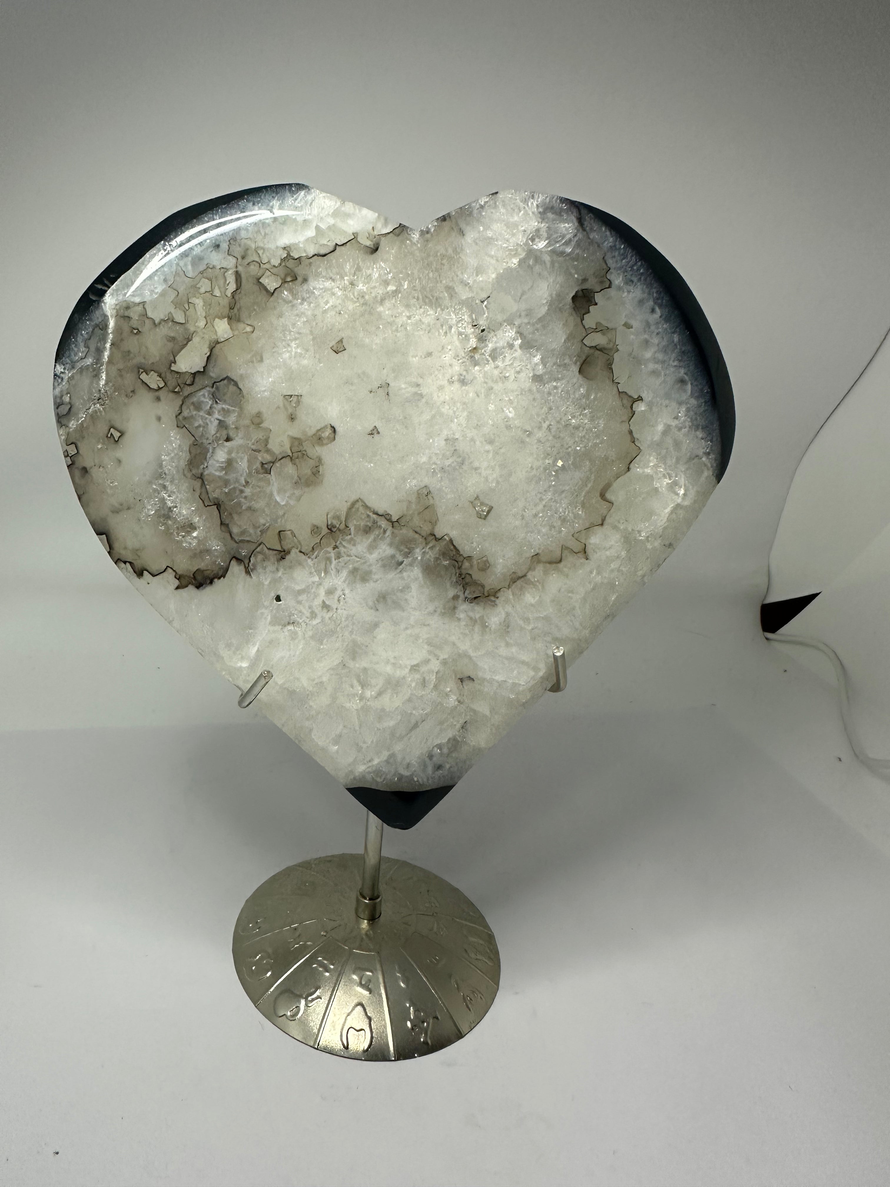 Black Agate Heart on Stand