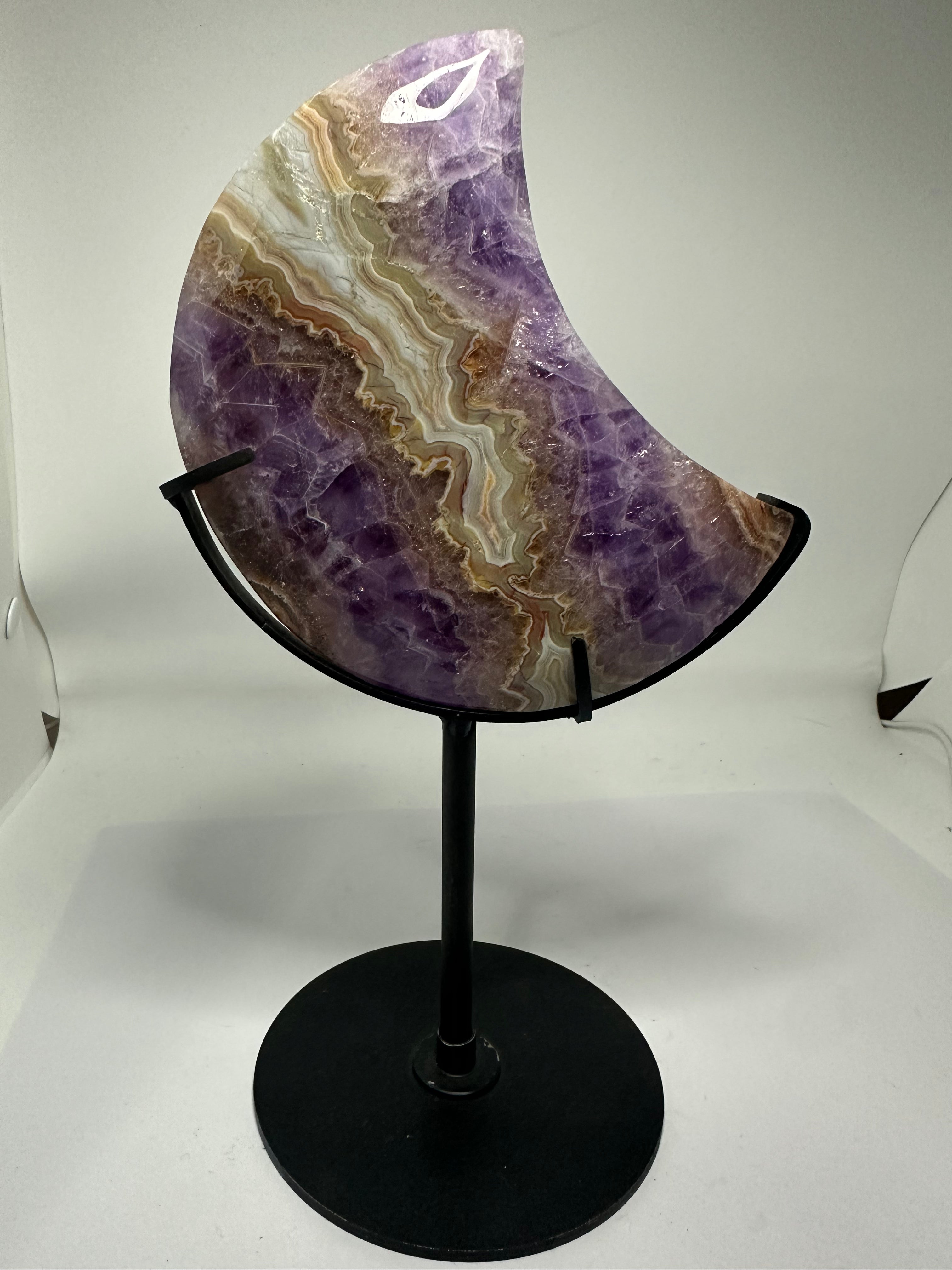 Amethyst Agate Moon on Custom Stand