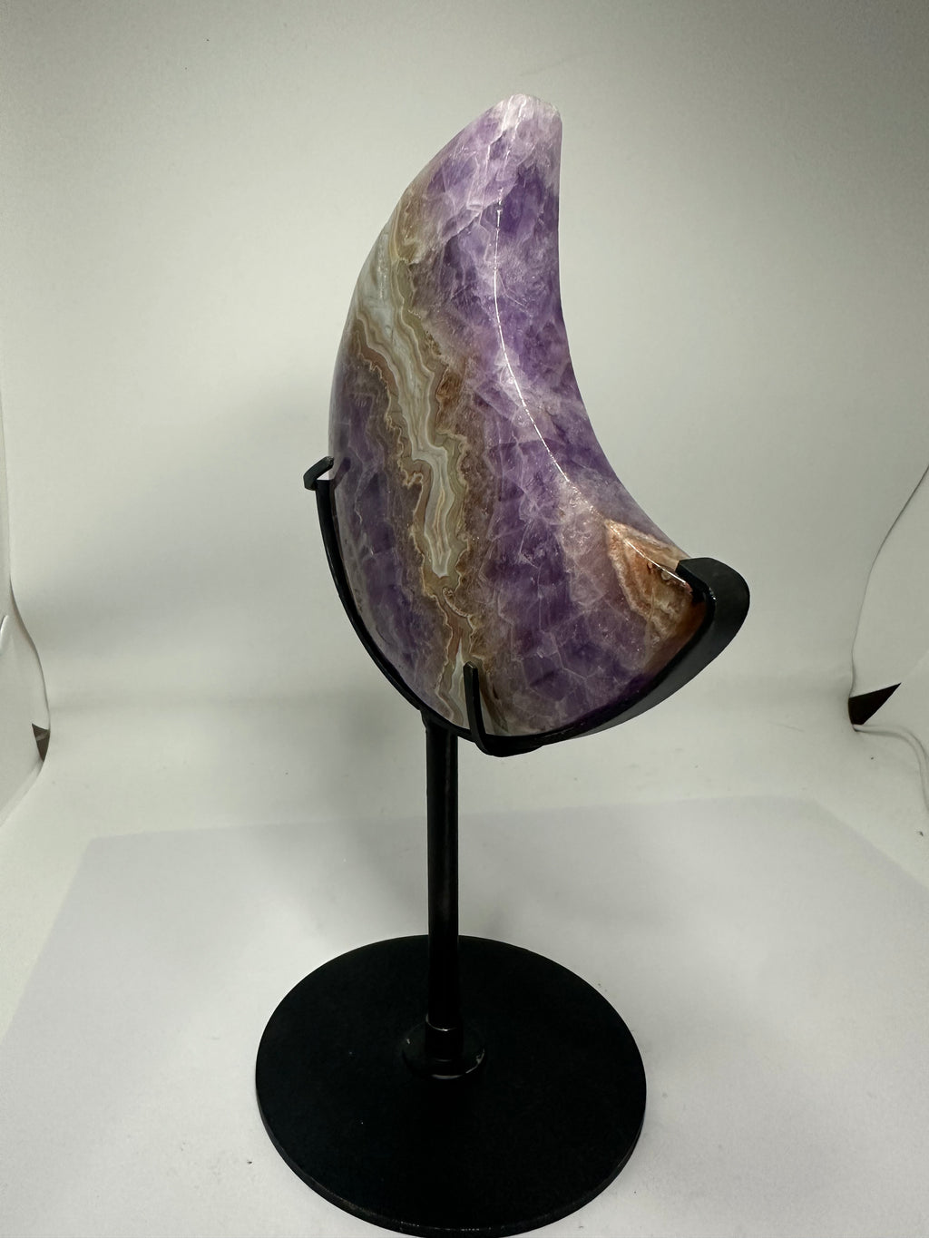 Amethyst Agate Moon on Custom Stand