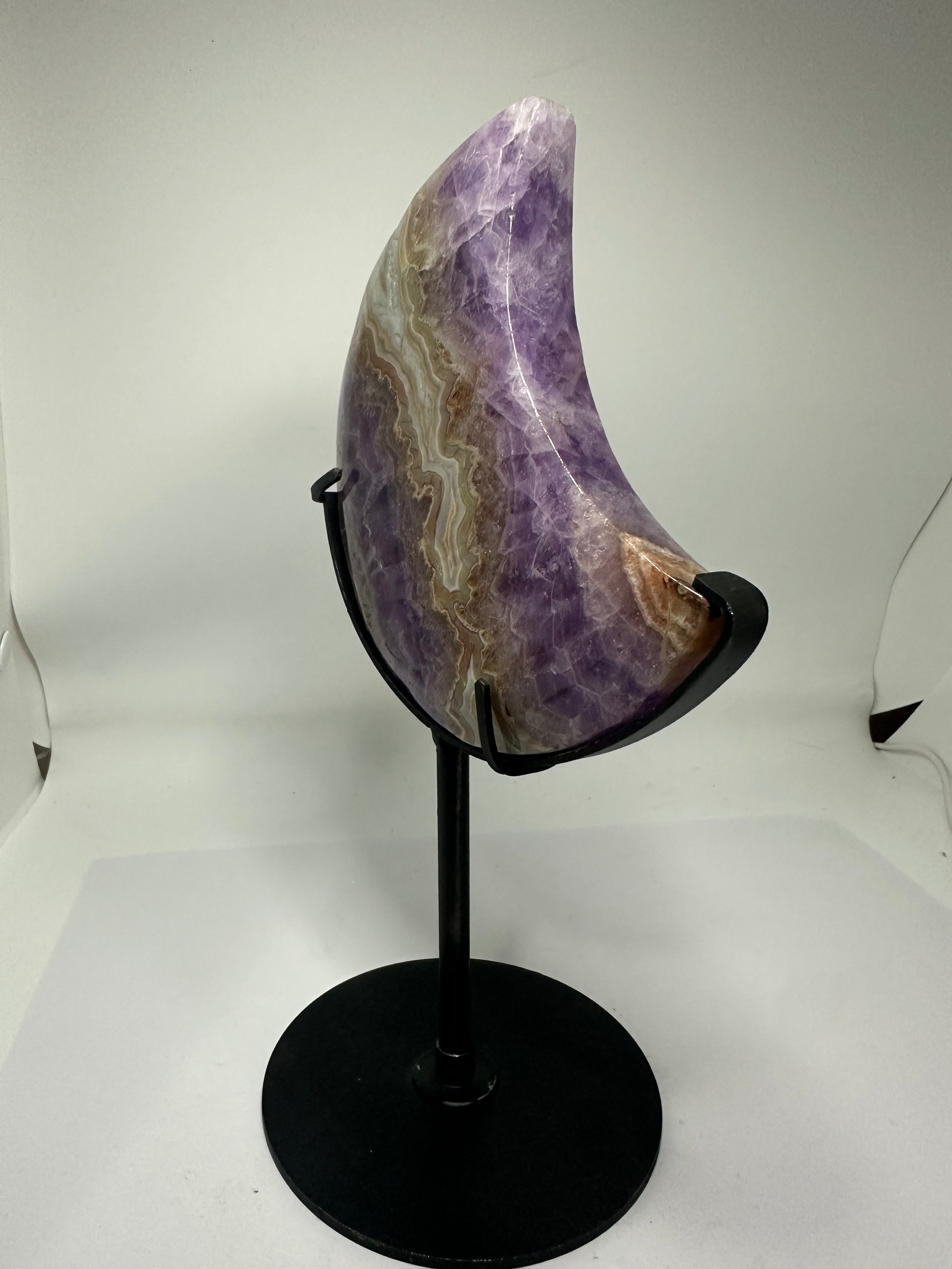 Amethyst Agate Moon on Custom Stand