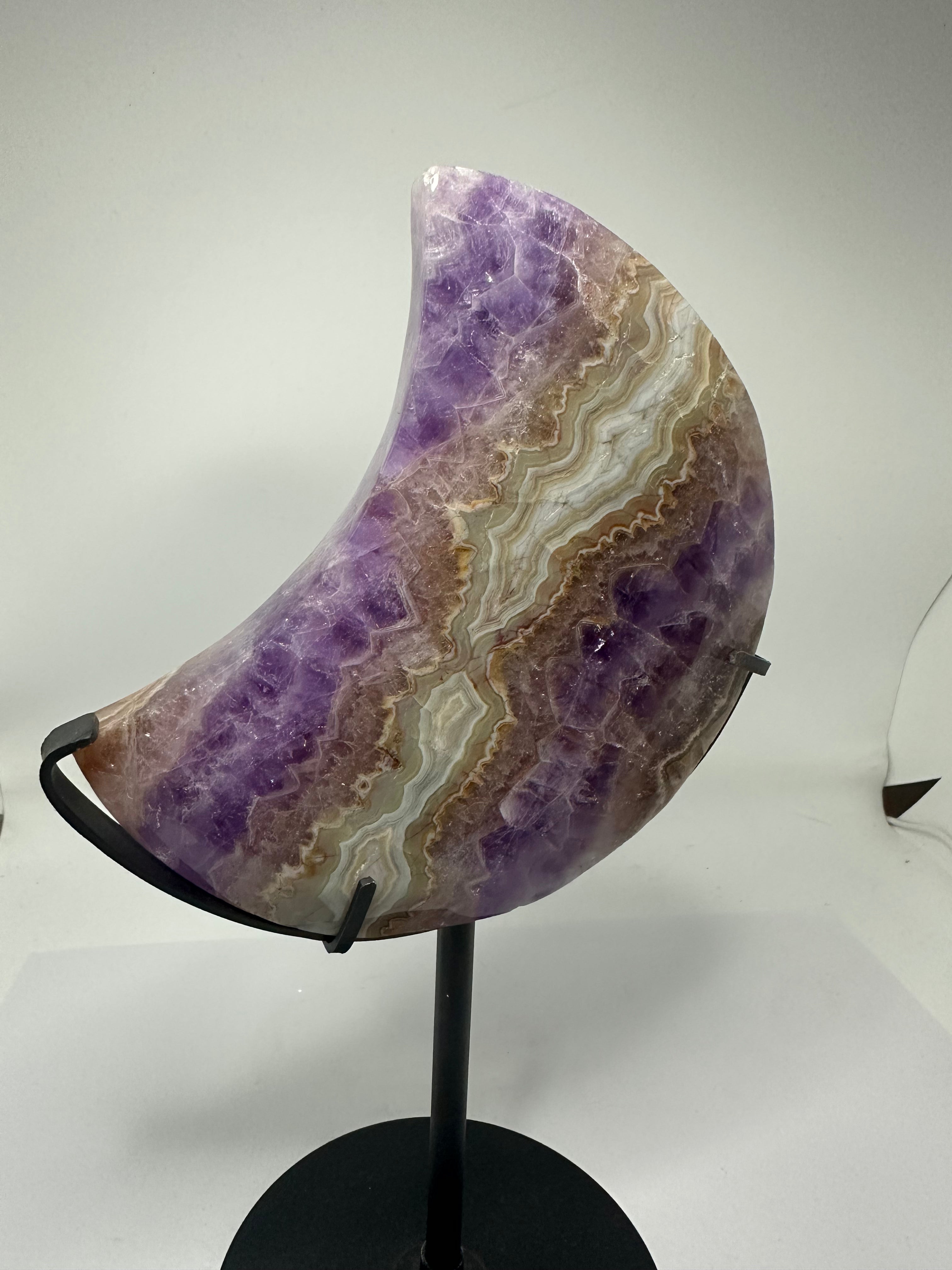 Amethyst Agate Moon on Custom Stand