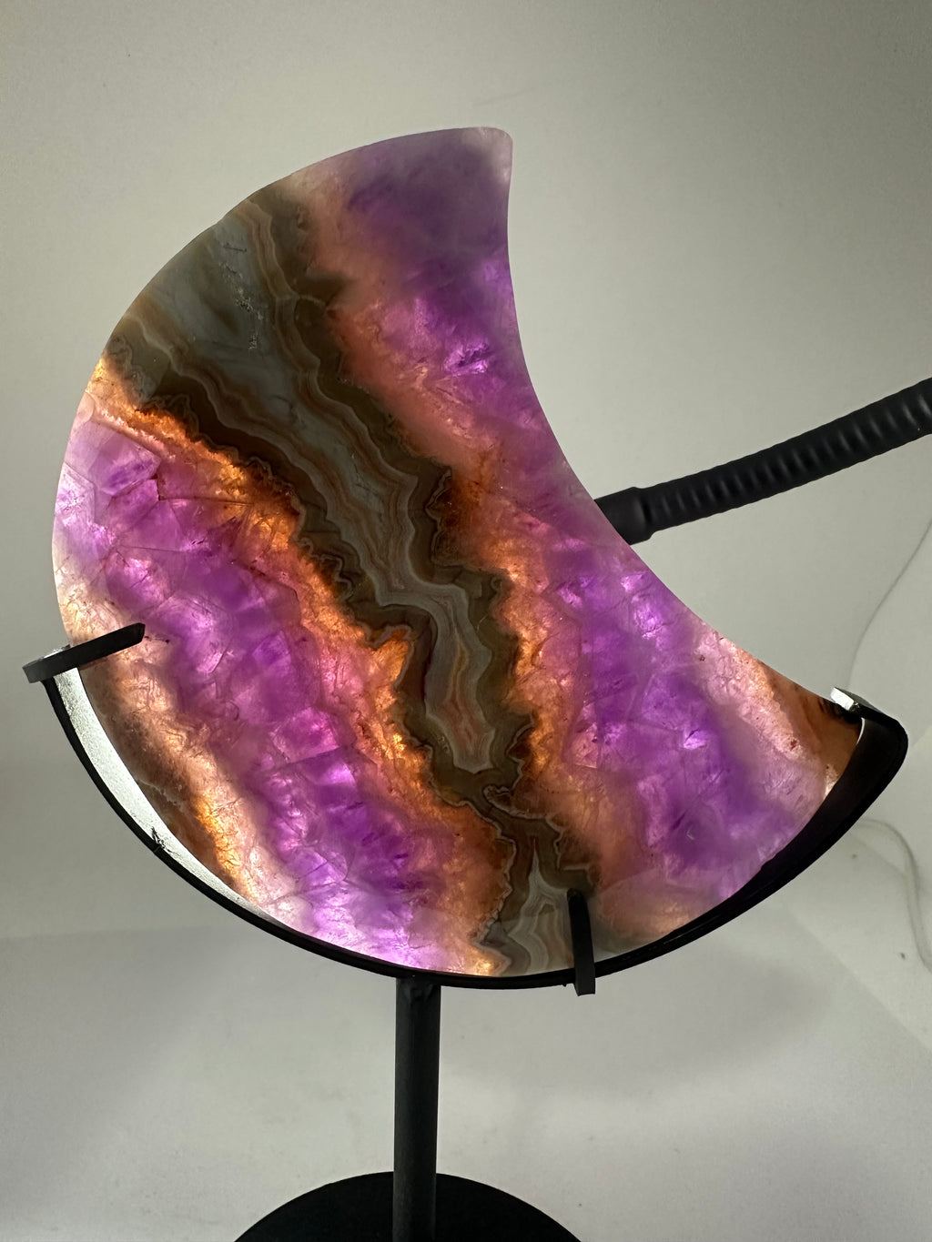 Amethyst Agate Moon on Custom Stand
