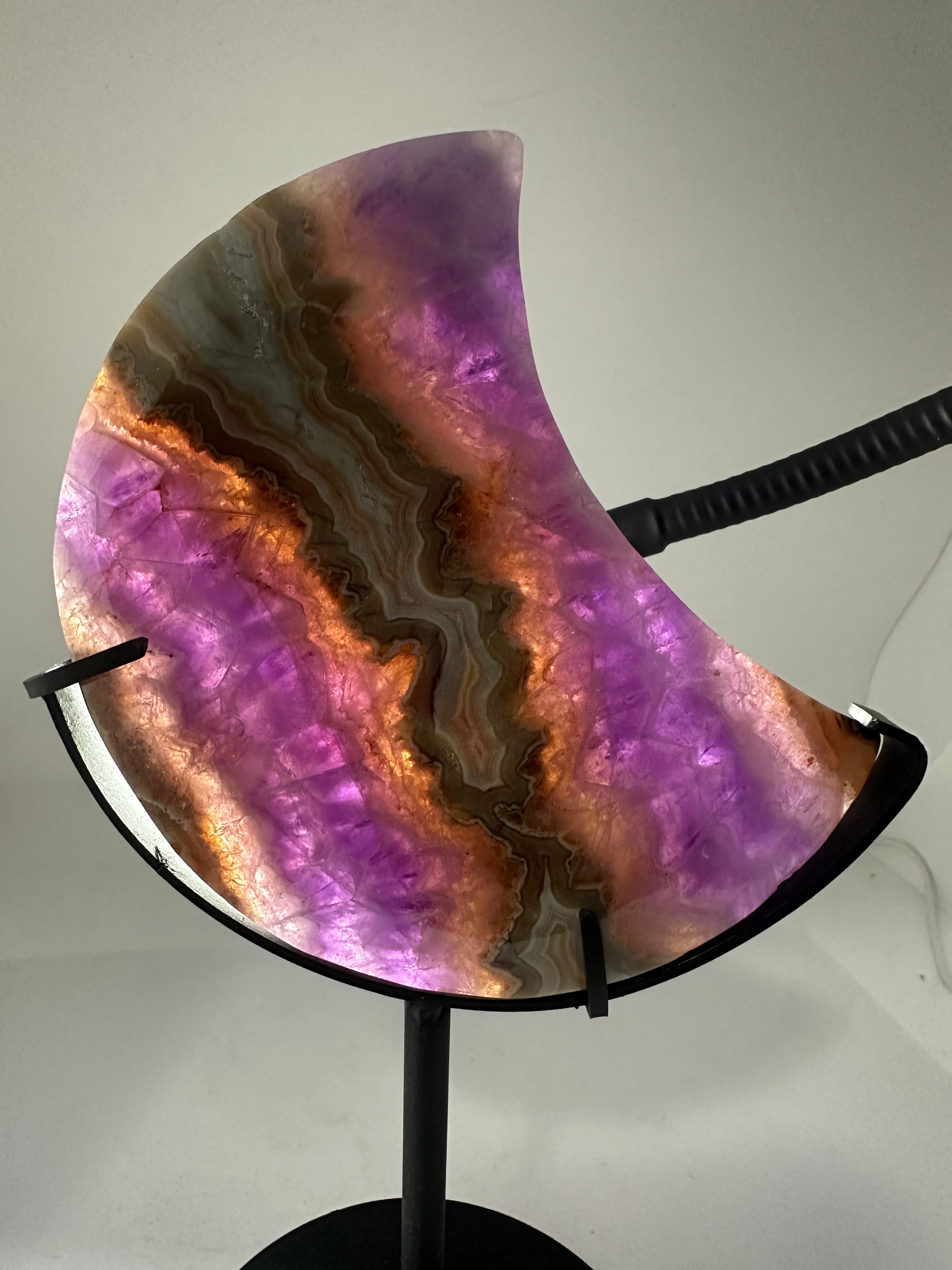 Amethyst Agate Moon on Custom Stand